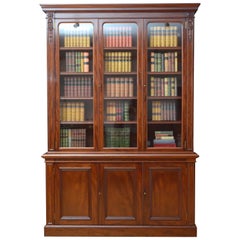 Antique Victorian Mahogany 3-Door Bookcase by John Taylor and Son, Edinburgh