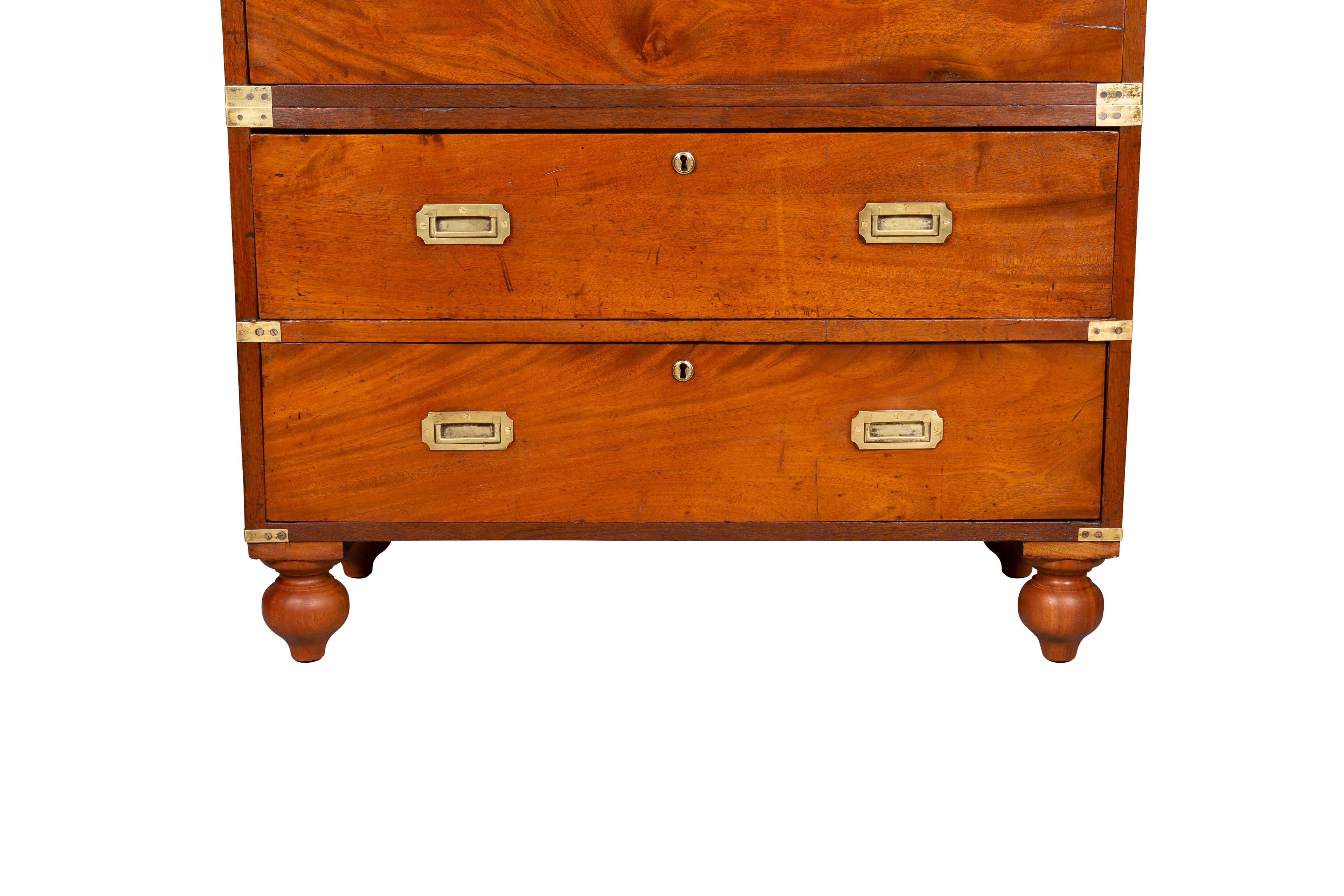 Victorian Mahogany and Brass Bound Campaign Chest For Sale 5