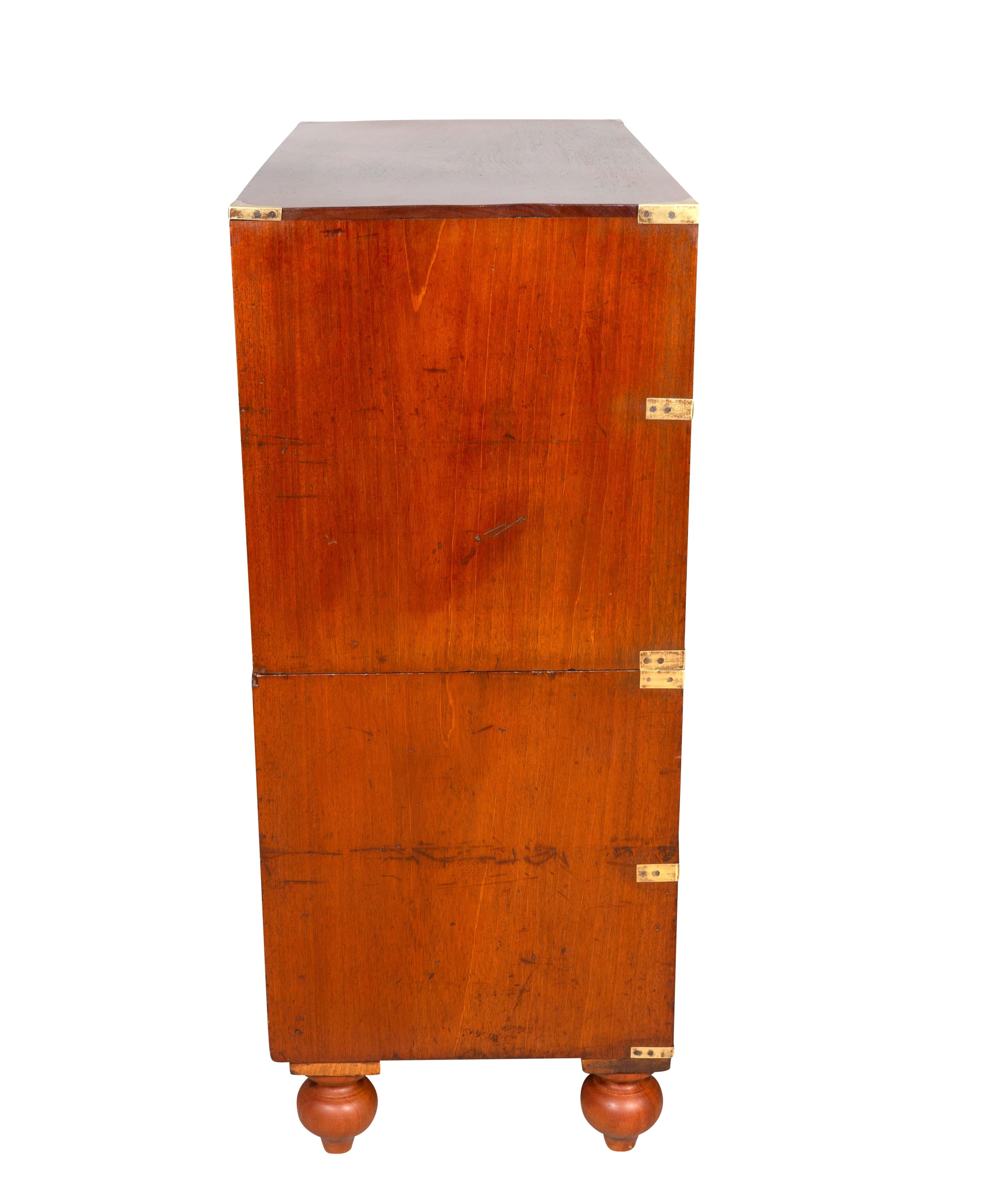 Victorian Mahogany and Brass Bound Campaign Chest In Good Condition For Sale In Essex, MA