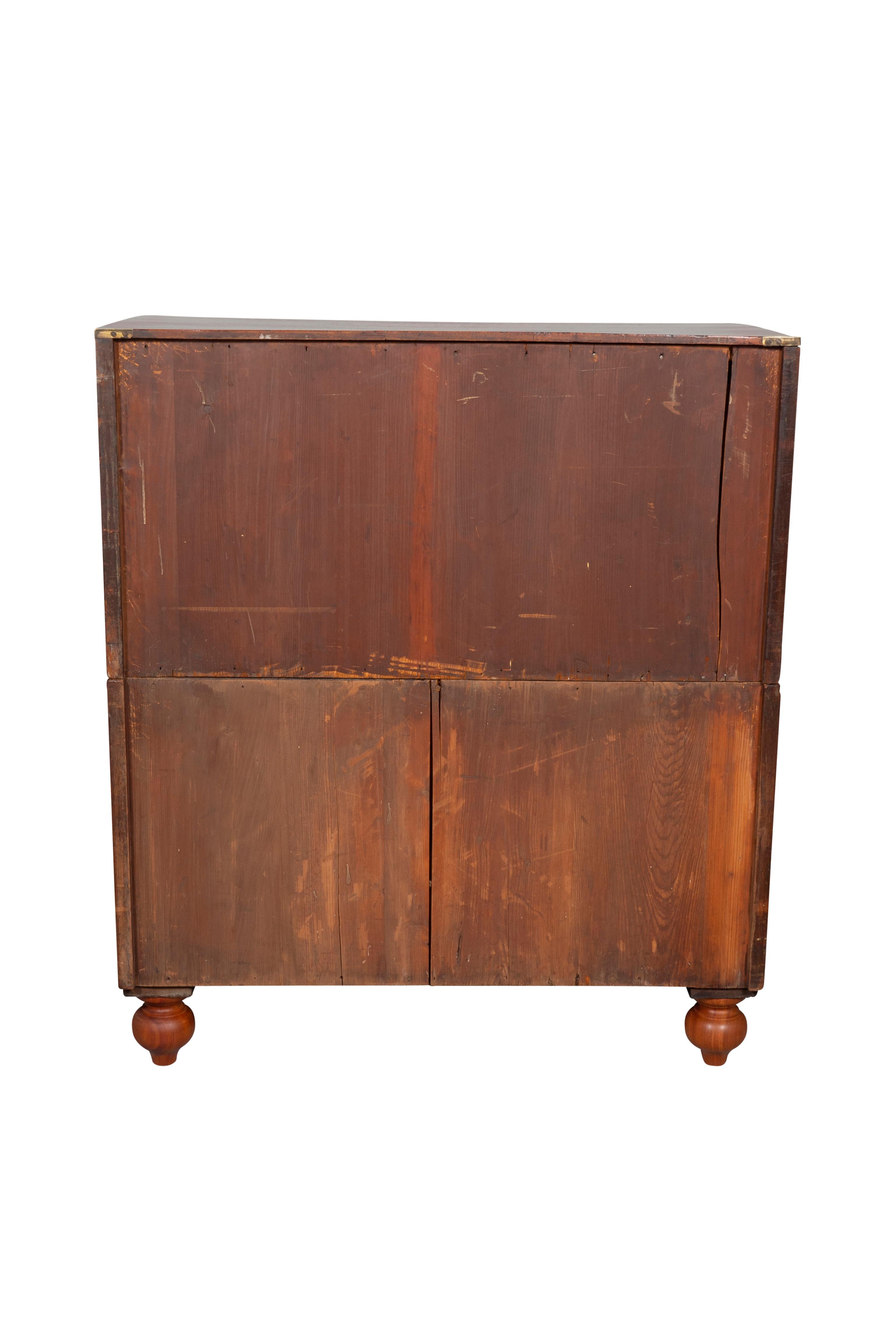 Mid-19th Century Victorian Mahogany and Brass Bound Campaign Chest For Sale