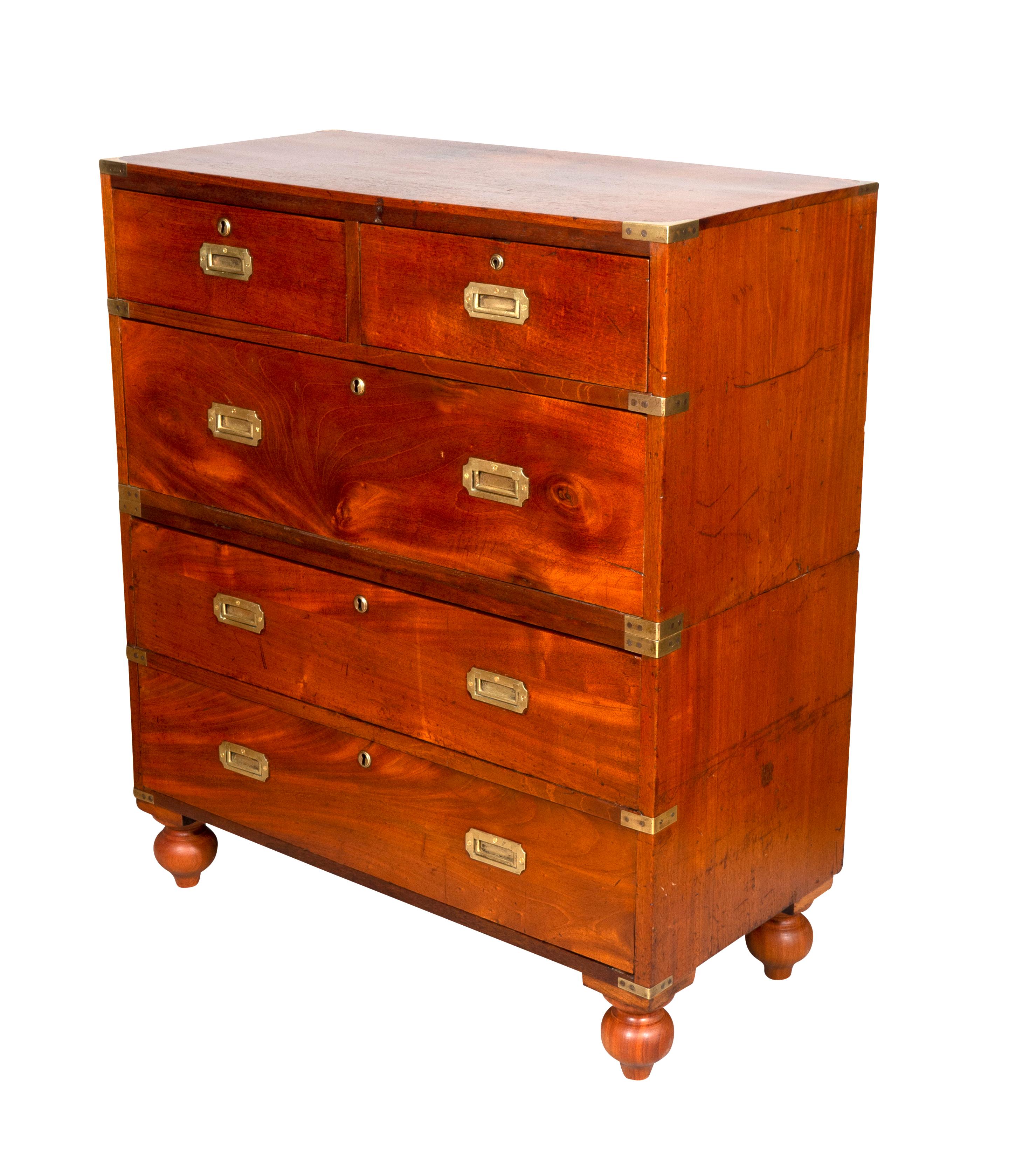 Victorian Mahogany and Brass Bound Campaign Chest For Sale 2