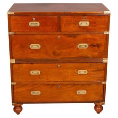 Victorian Mahogany and Brass Bound Campaign Chest