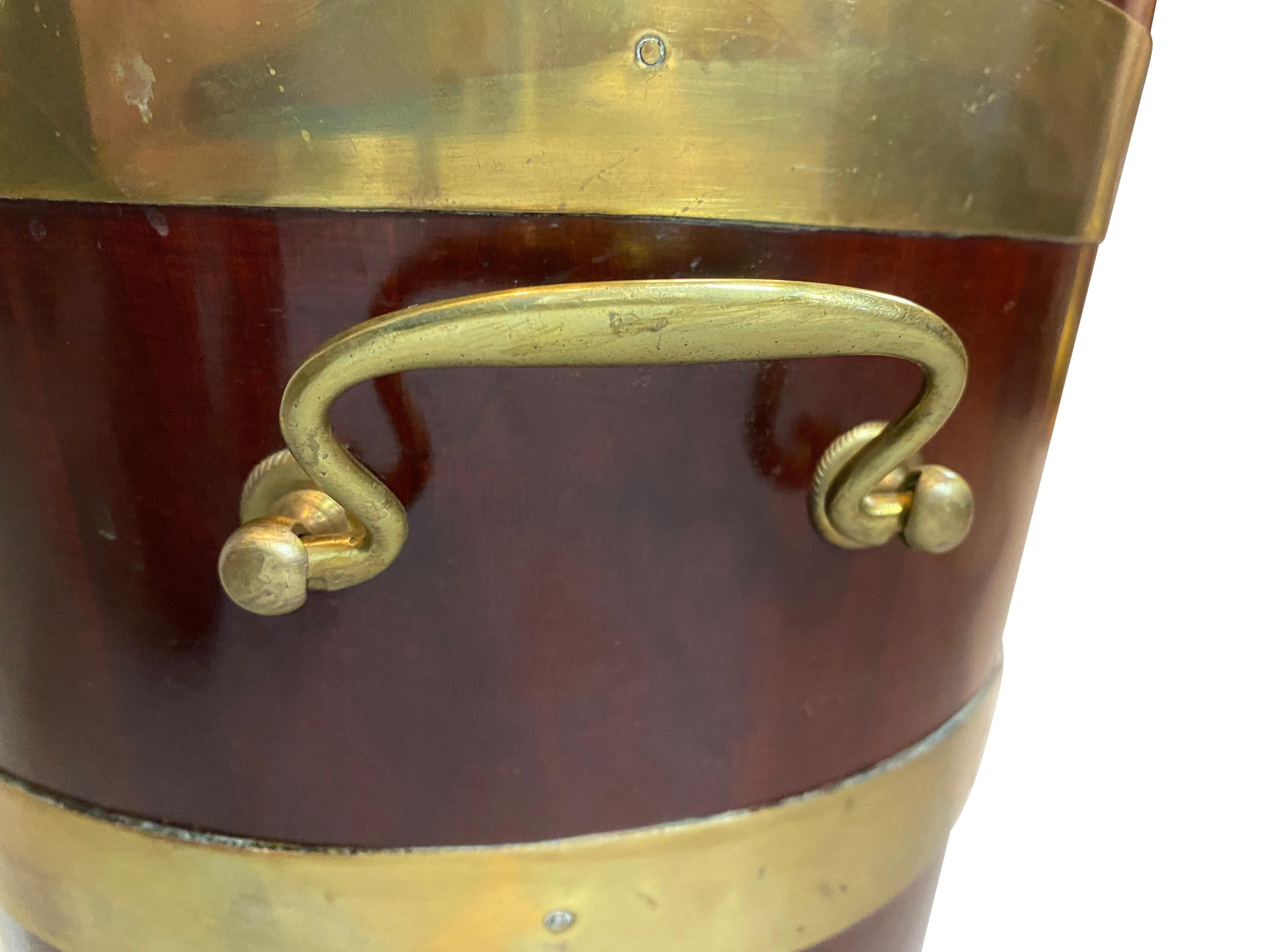 Victorian Mahogany and Brass Bound Peat Bucket In Good Condition In Essex, MA