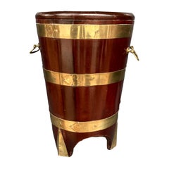 Antique Victorian Mahogany and Brass Bound Peat Bucket