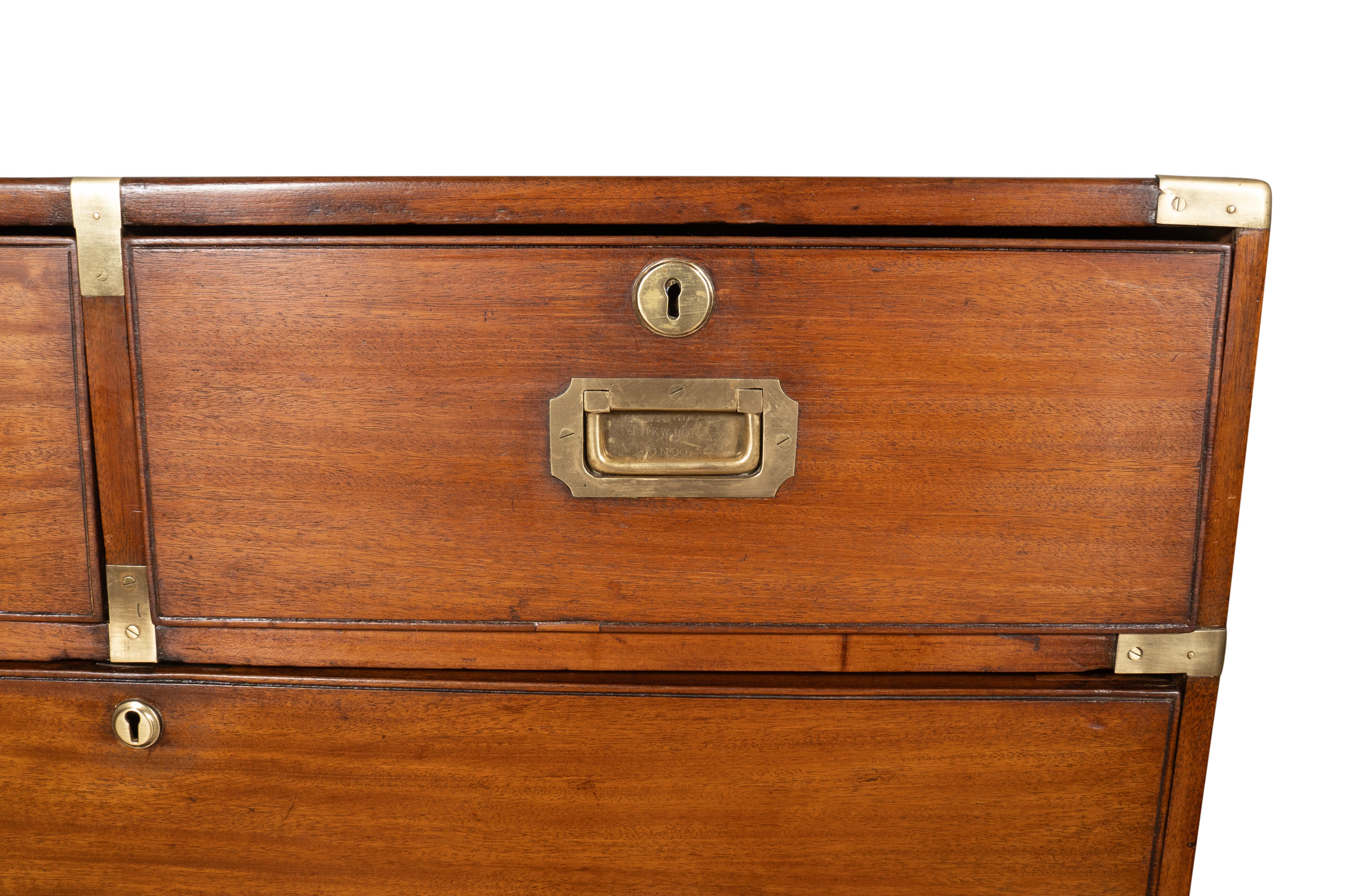 Victorian Mahogany And Brass Campaign Chest By London Maker 5