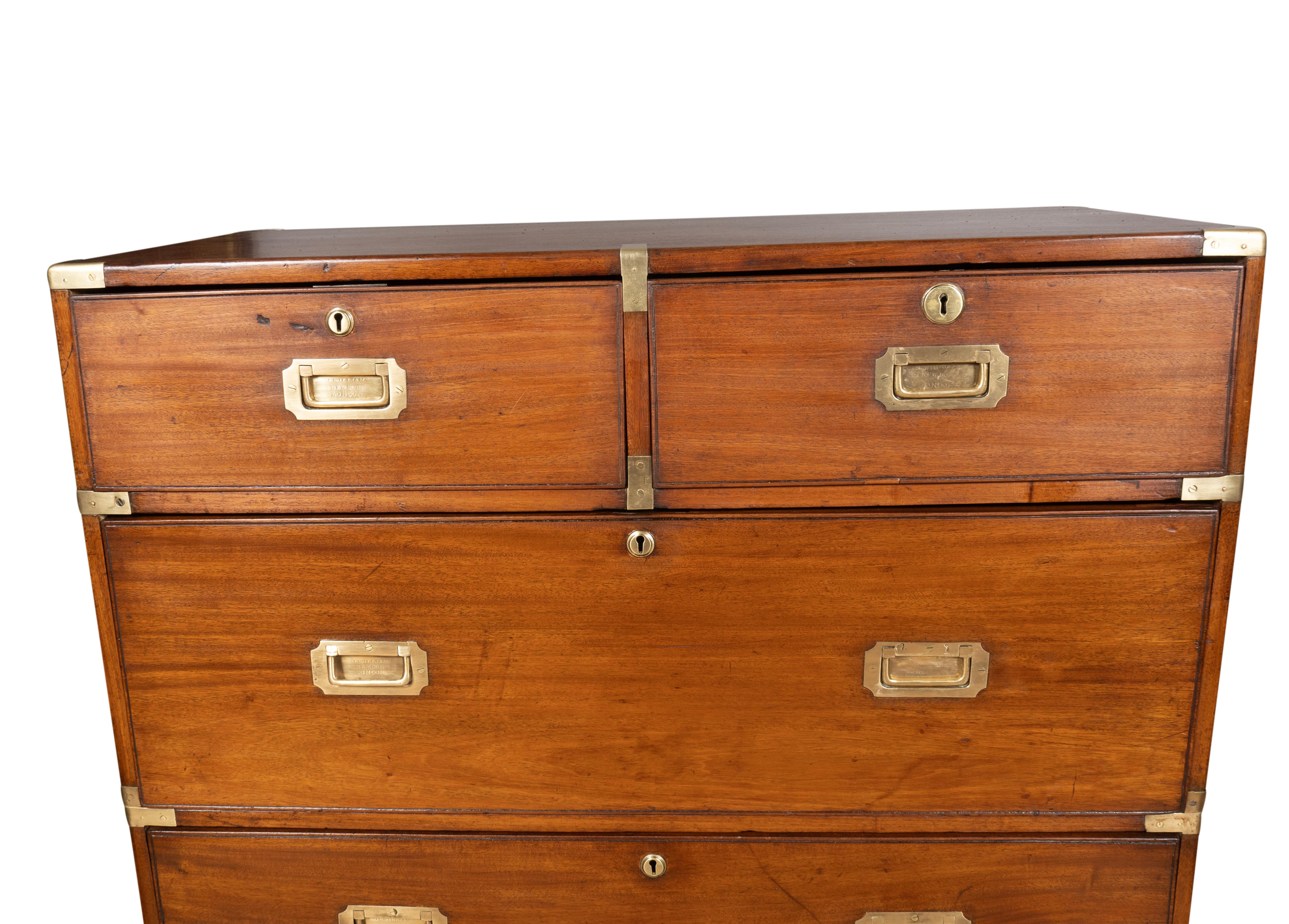 Victorian Mahogany And Brass Campaign Chest By London Maker 7