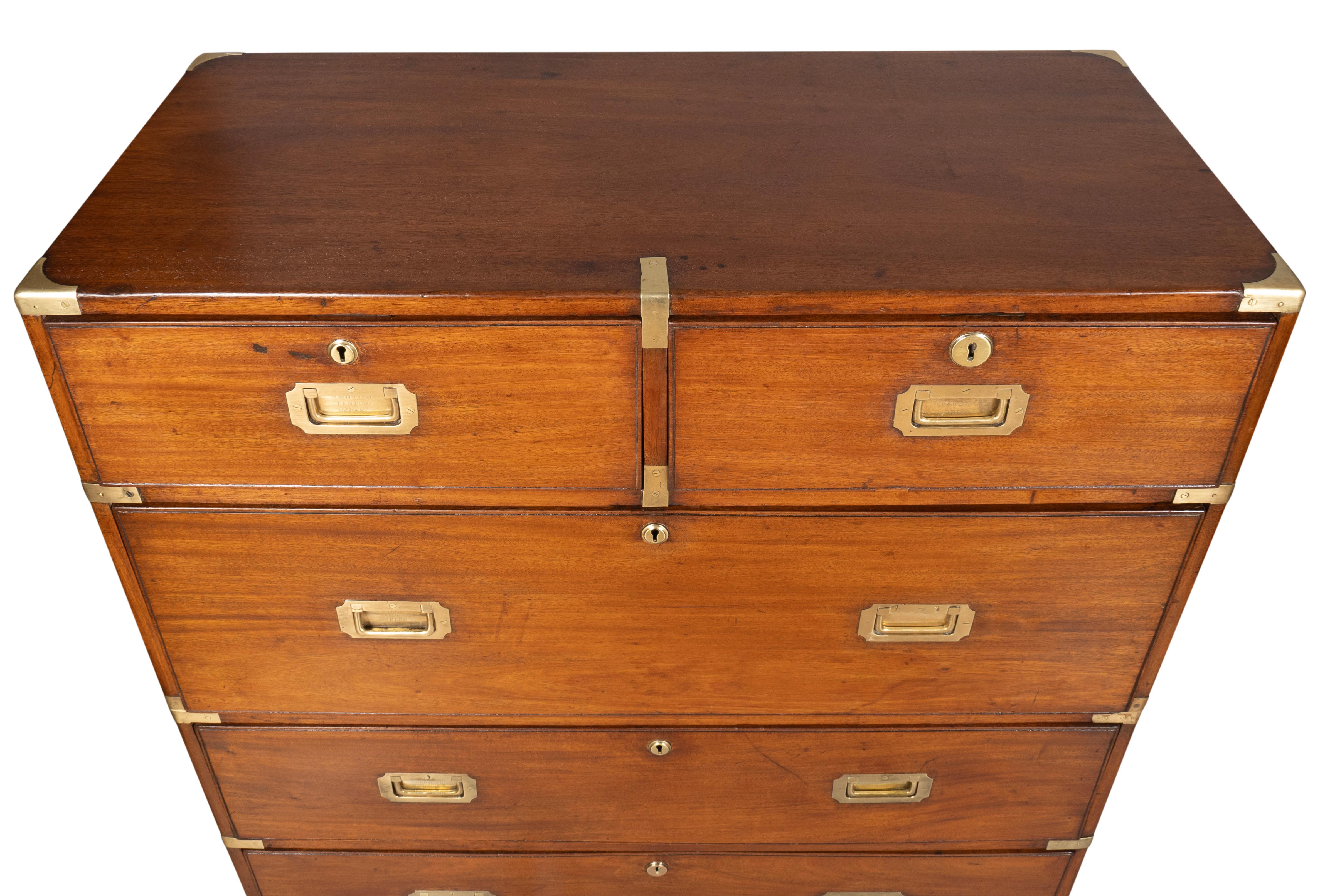 Victorian Mahogany And Brass Campaign Chest By London Maker 8