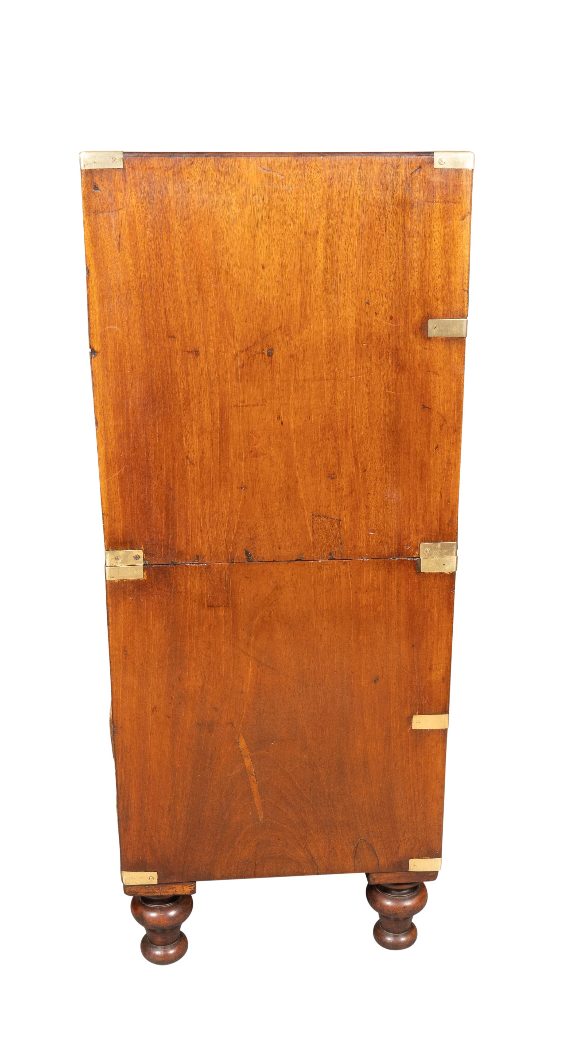 Victorian Mahogany And Brass Campaign Chest By London Maker In Good Condition In Essex, MA