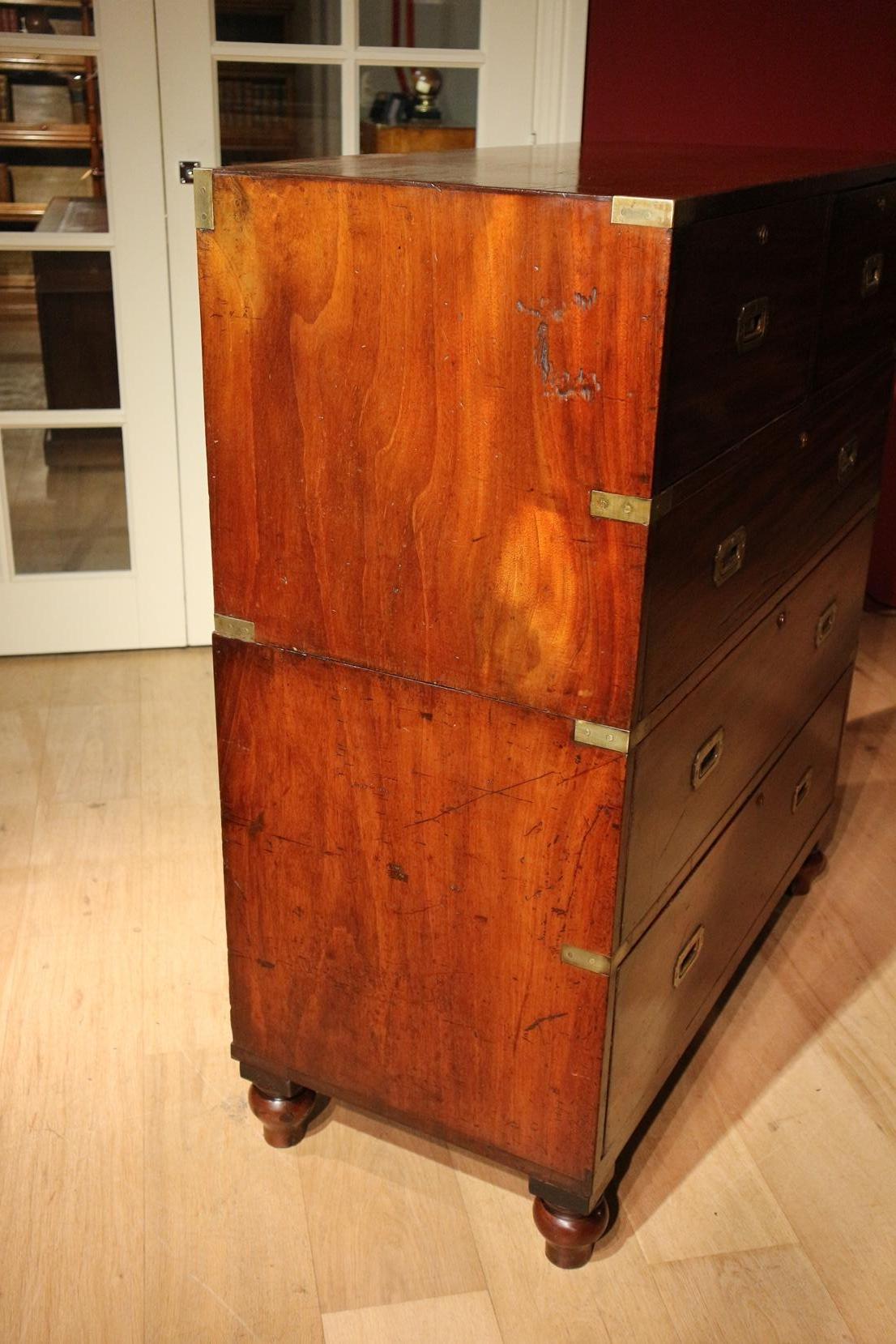 19th Century Victorian Mahogany and Brass Military Officer’s Campaign Chest, Ross & Co Dublin