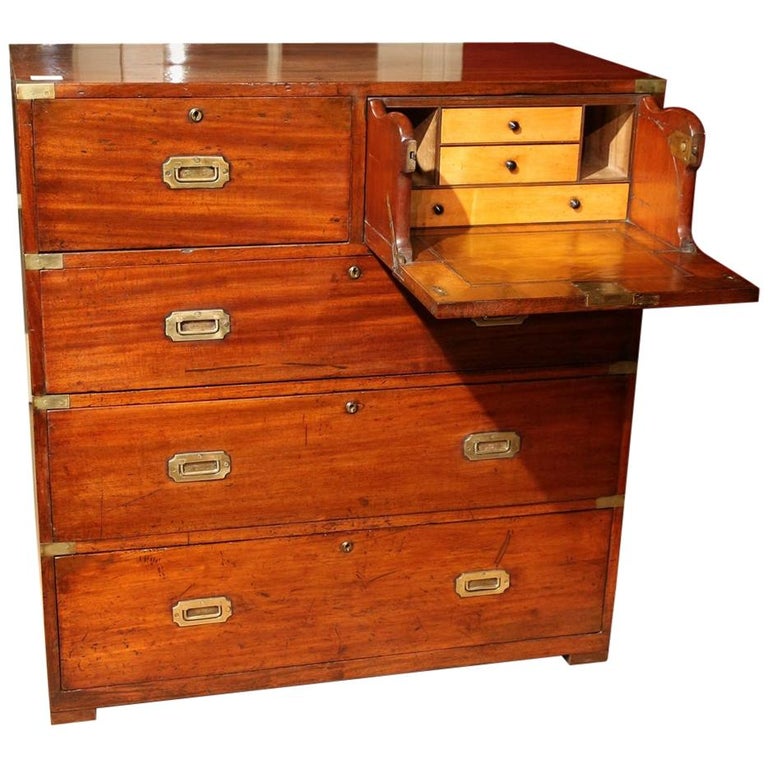 Victorian Mahogany and Brass Military Officer’s Campaign Chest, Ross