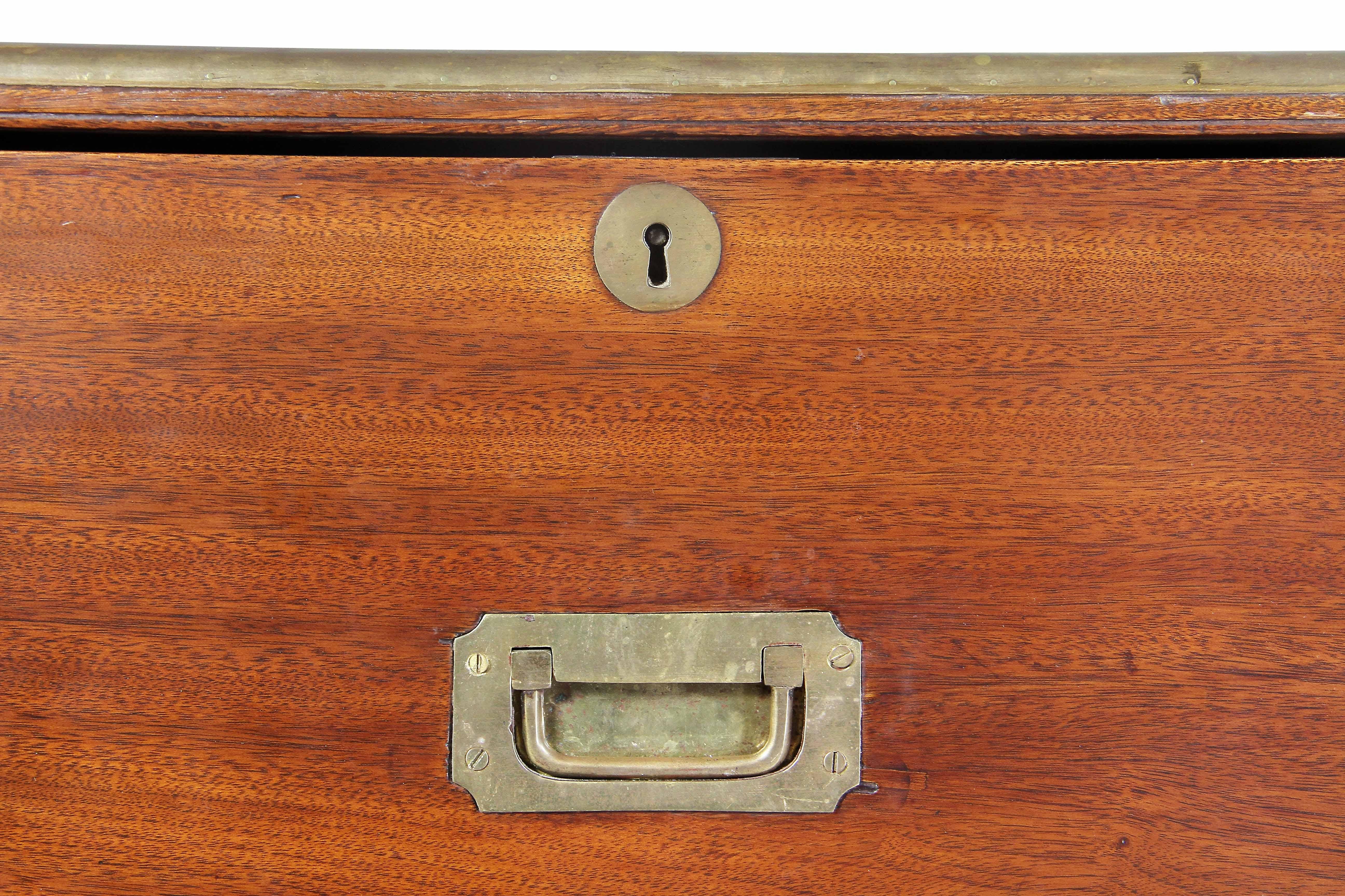 Victorian Mahogany and Brass Mounted Campaign Chest In Good Condition In Essex, MA