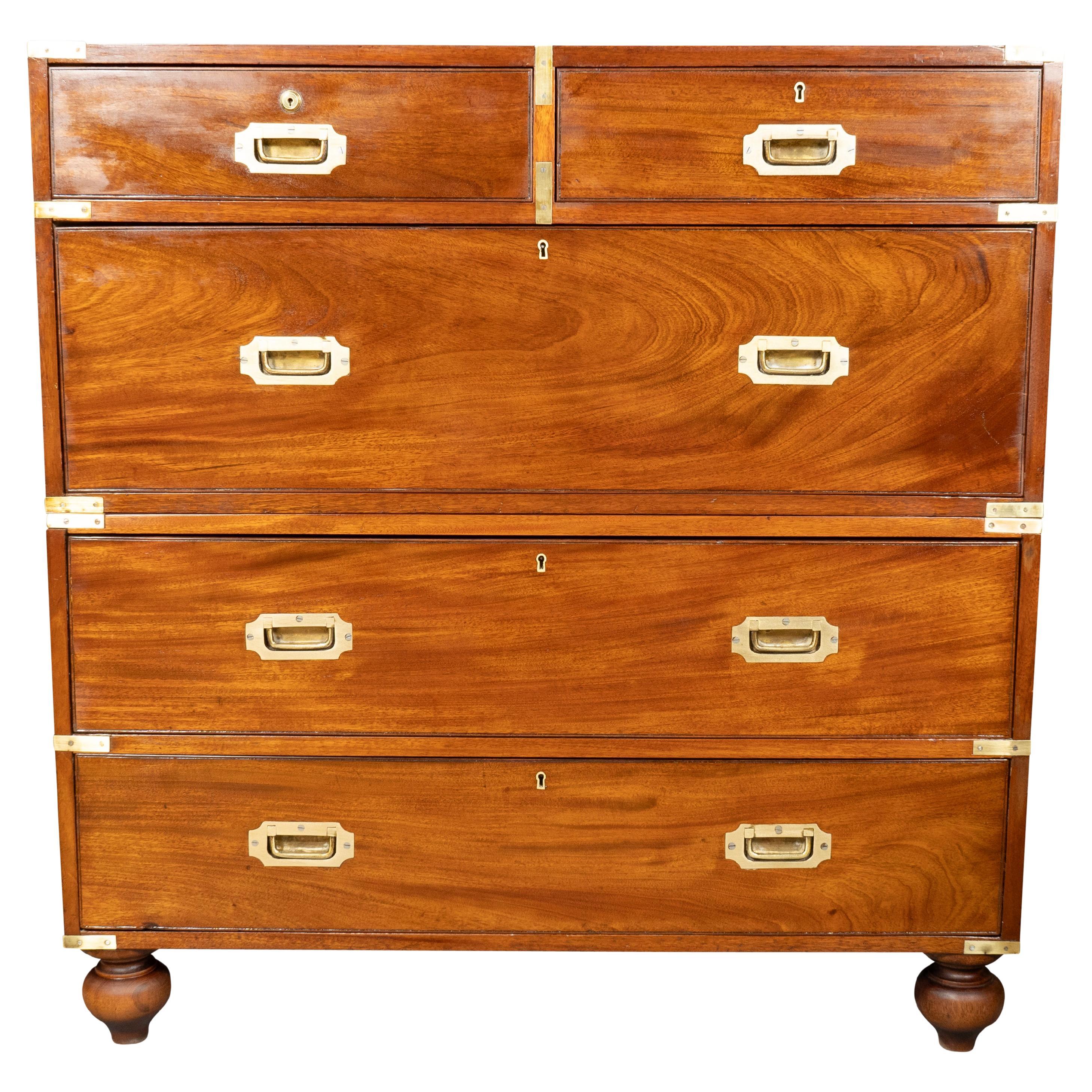 Victorian Mahogany And Brass Mounted Campaign Chest