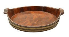 Vassoio vittoriano in mogano e ottone