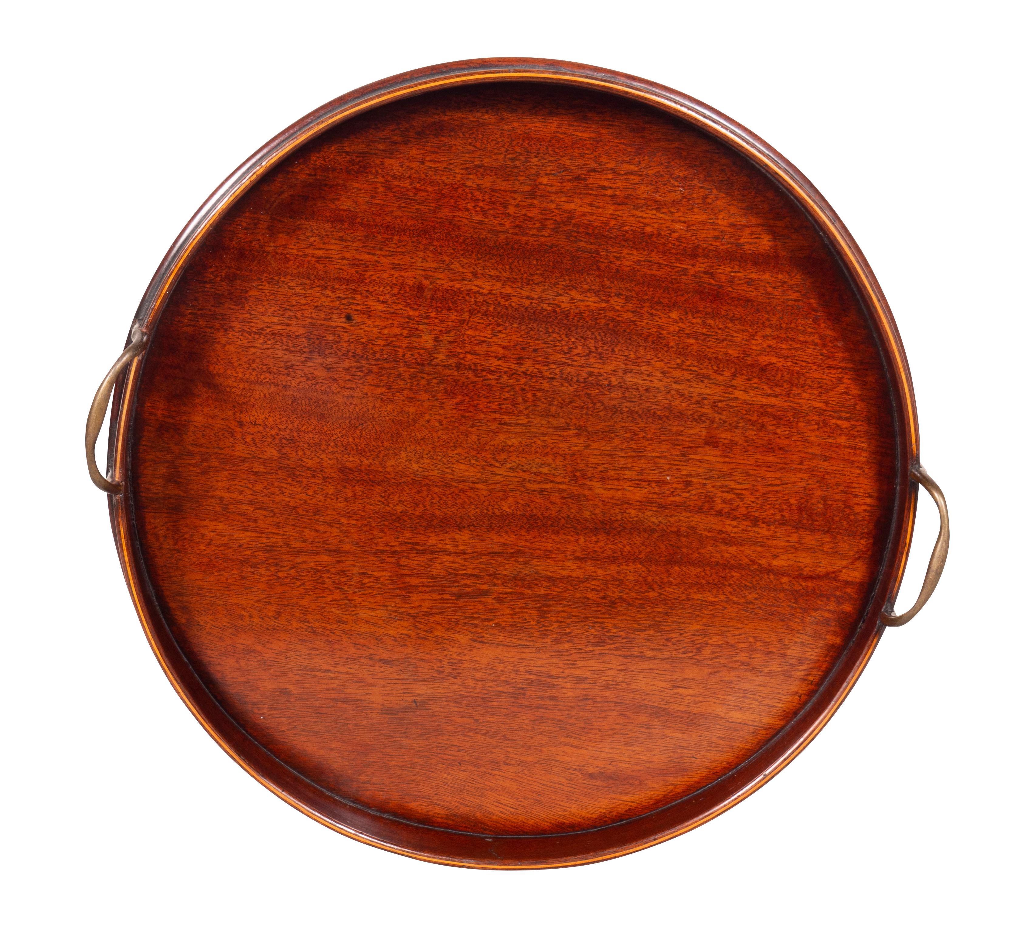 English Victorian Mahogany and Brass Tray For Sale