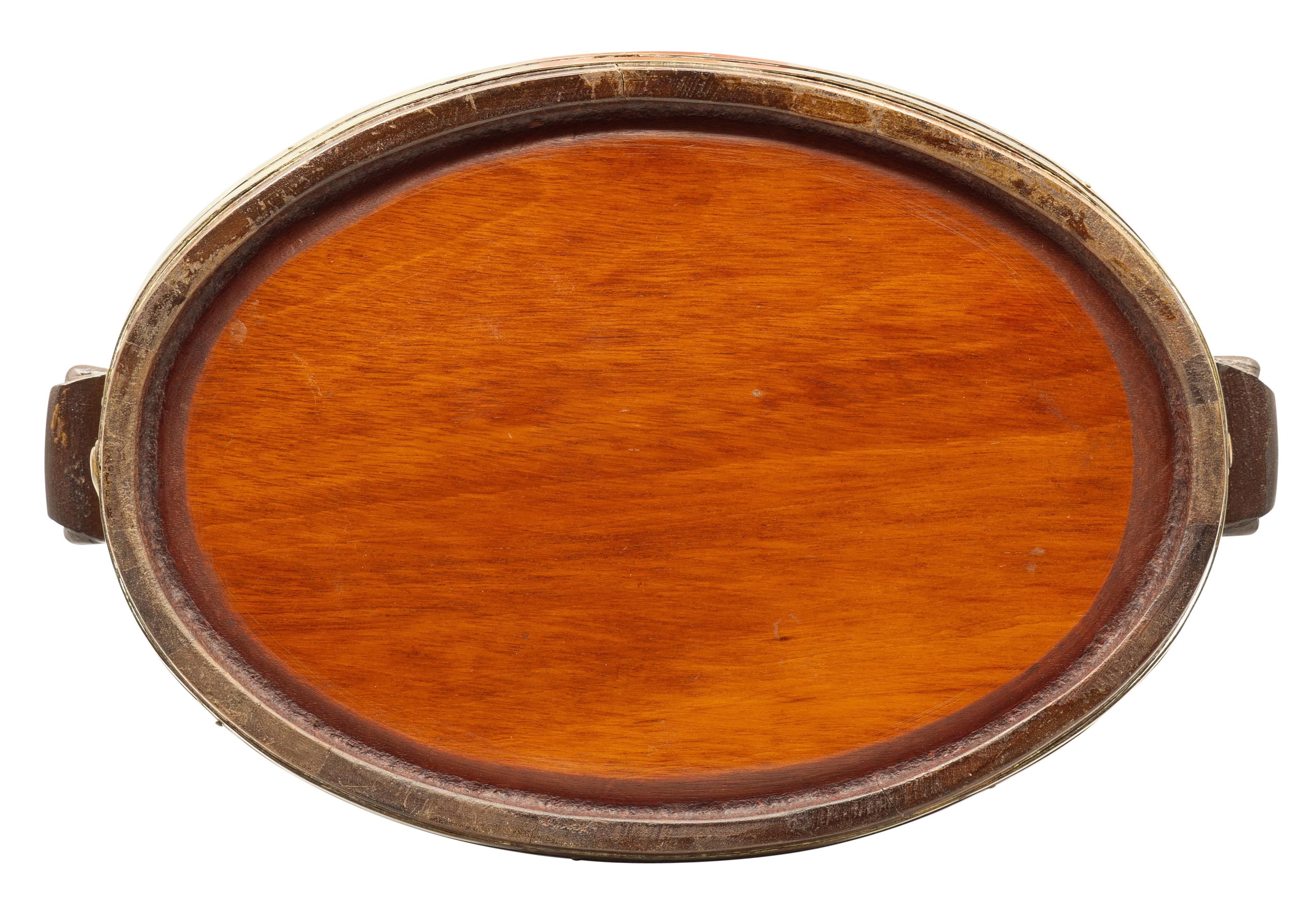 Ottone Vassoio vittoriano in mogano e ottone in vendita