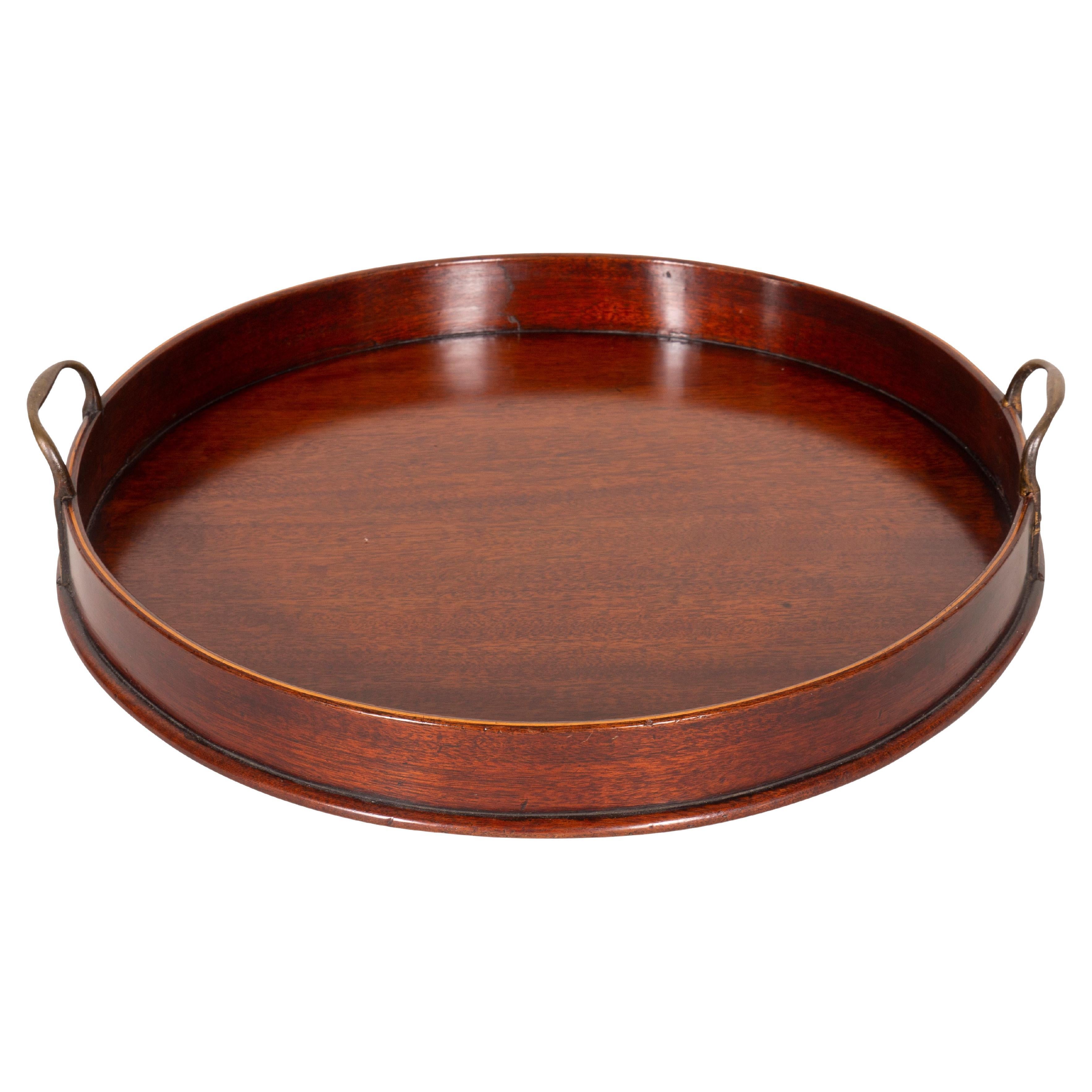 Victorian Mahogany and Brass Tray For Sale