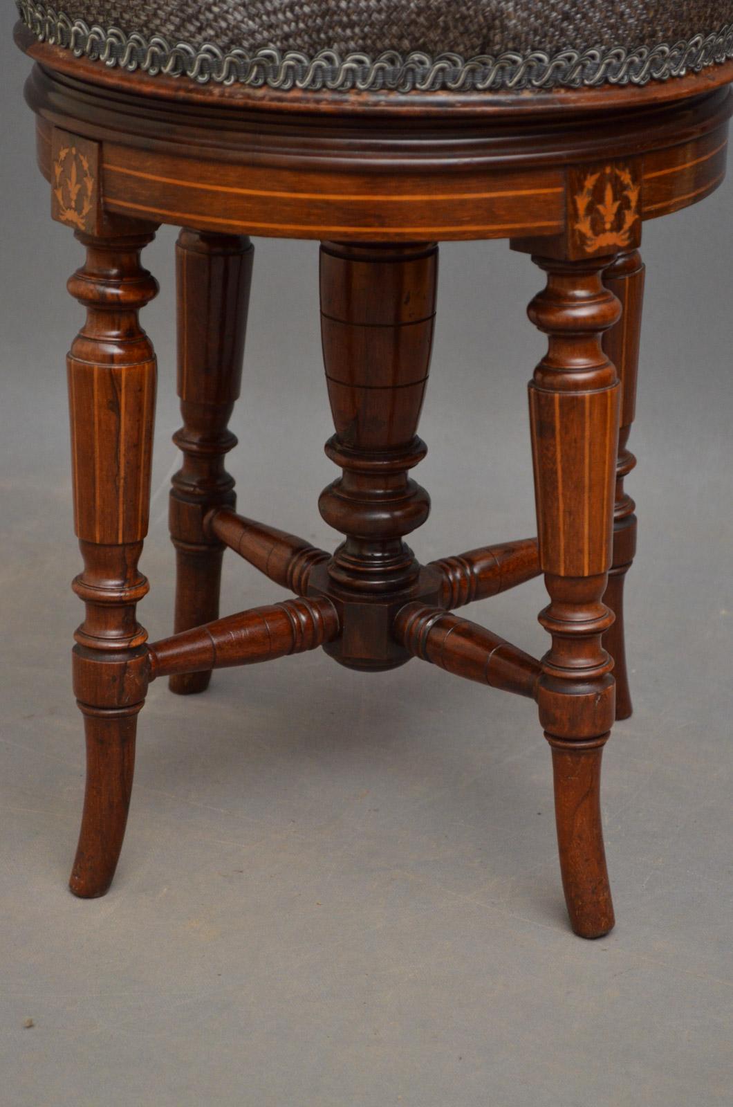 Victorian Mahogany and Inlaid Piano Stool (Englisch)