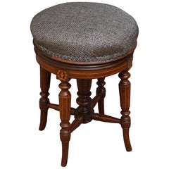 Victorian Mahogany and Inlaid Piano Stool