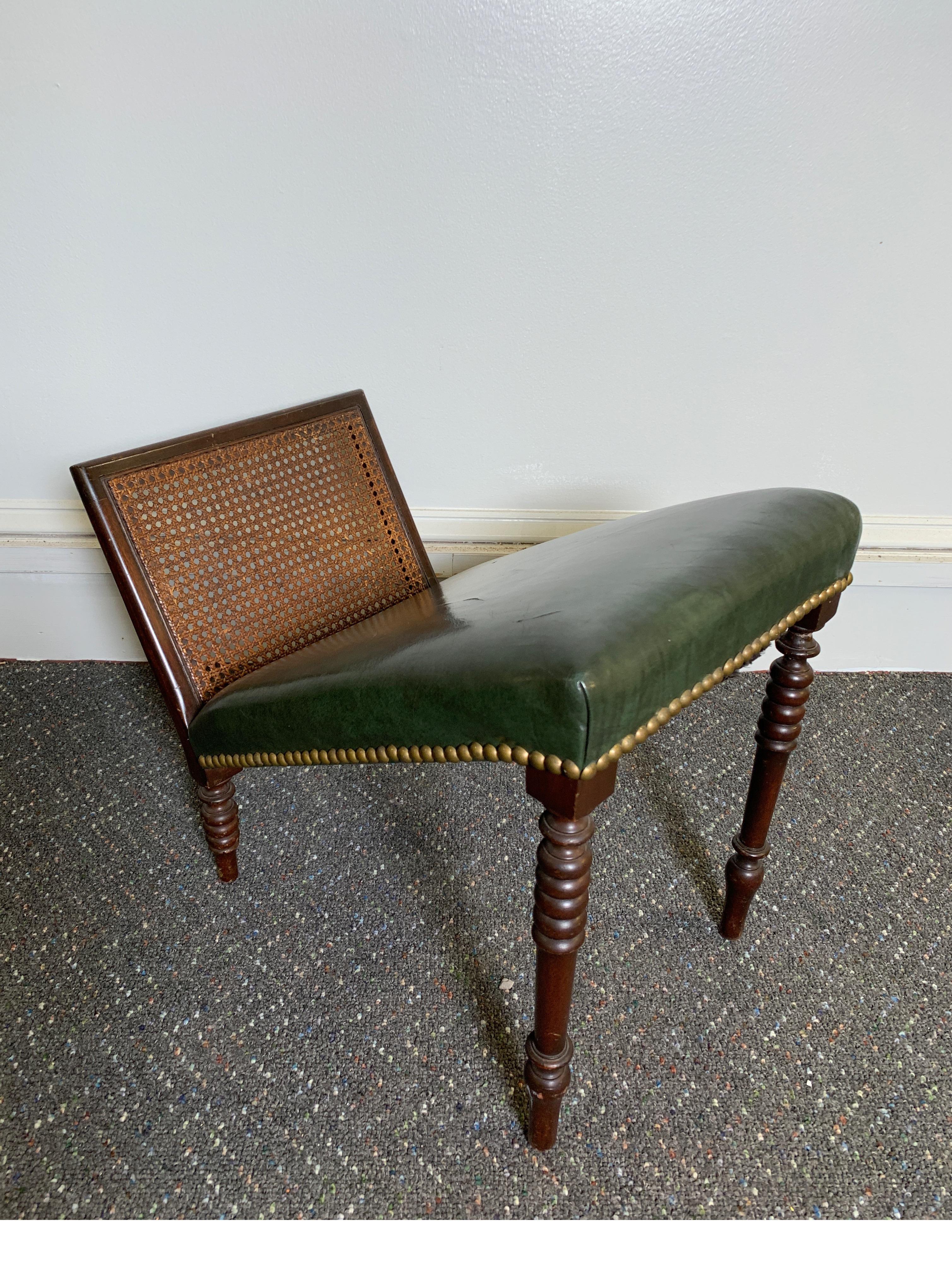 American Victorian Mahogany and Leather Gout Stool Foot Rest