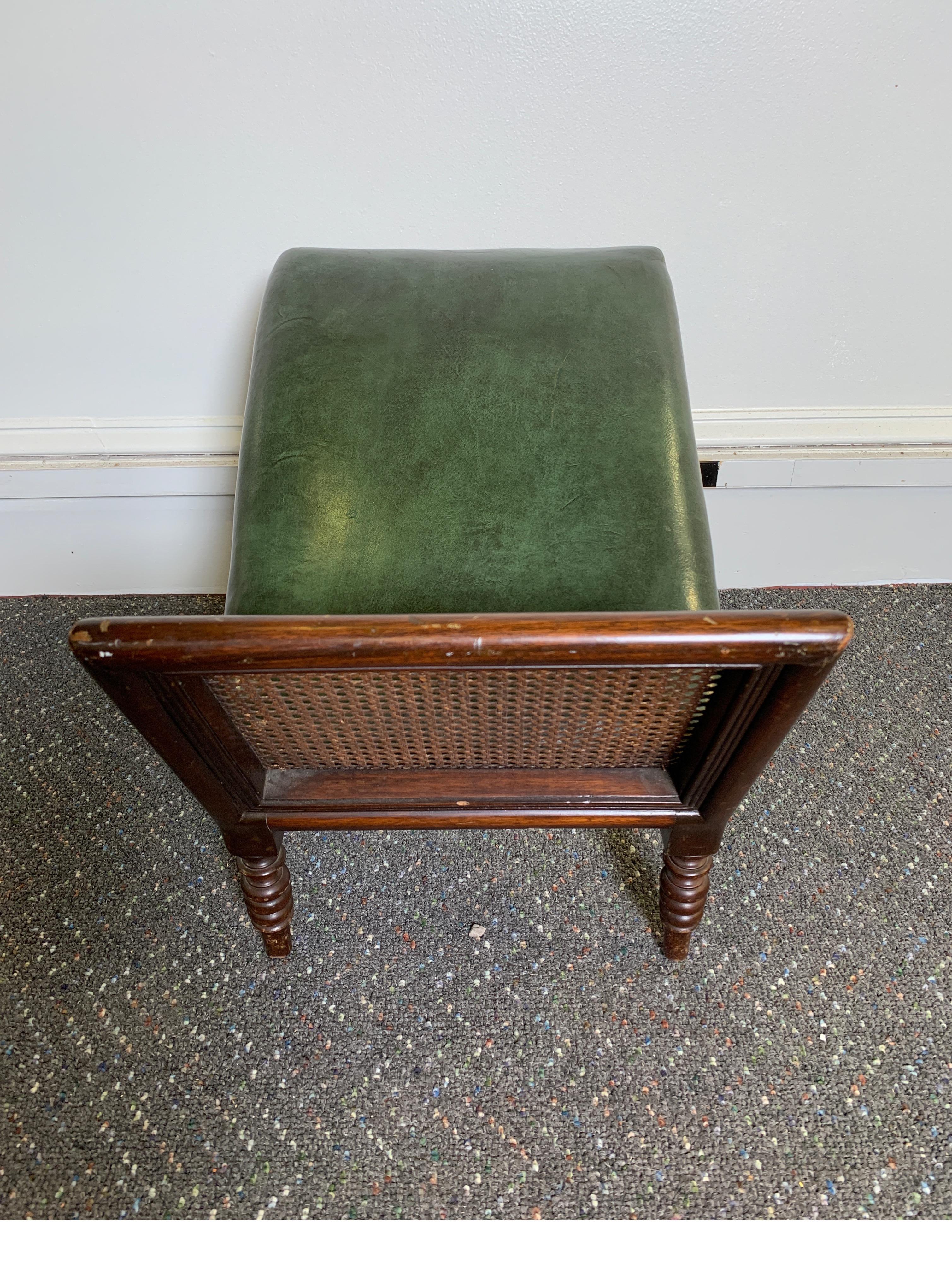 19th Century Victorian Mahogany and Leather Gout Stool Foot Rest