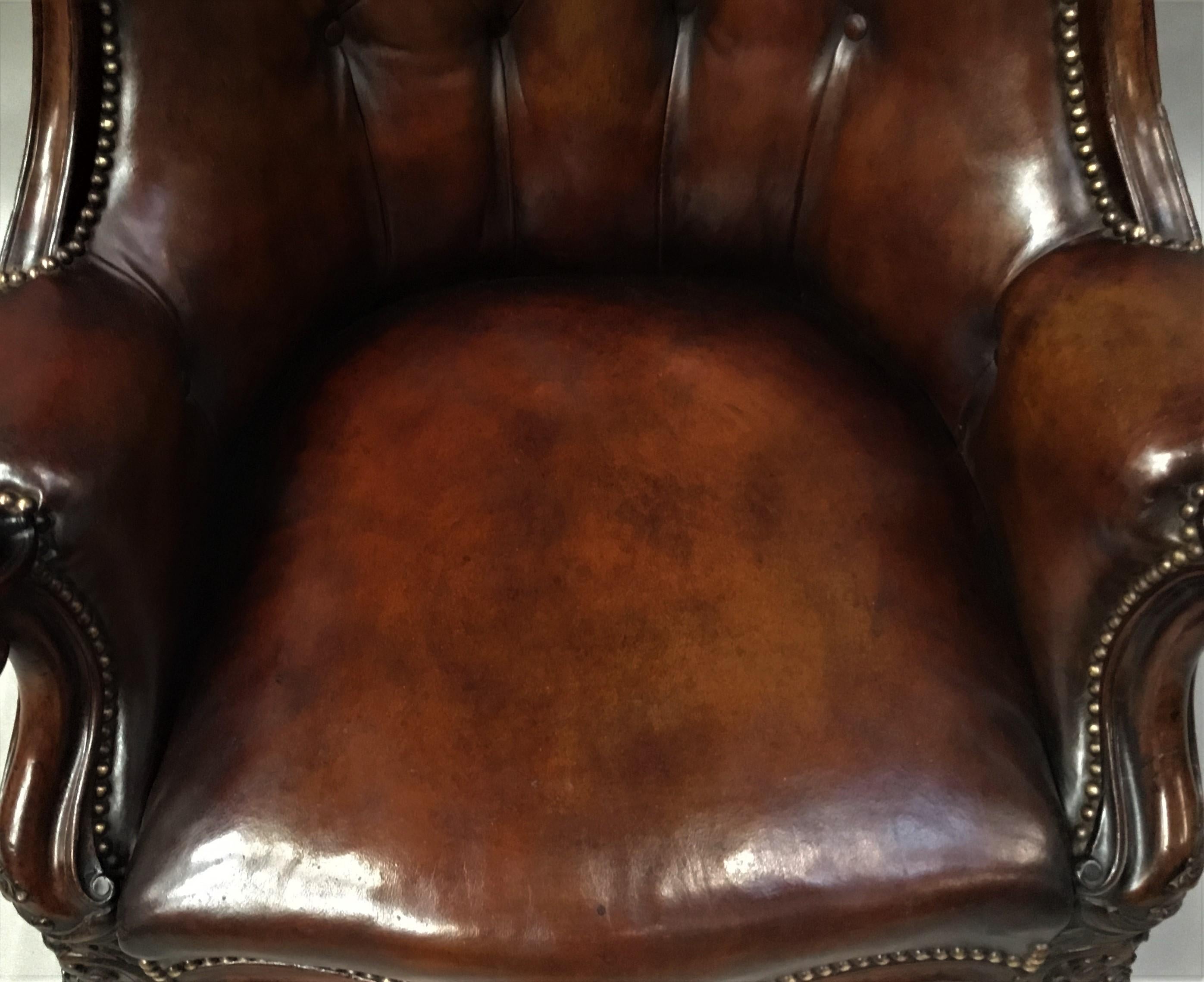 Victorian Mahogany and Leather Hall Porters Chair / Wing Chair For Sale 12