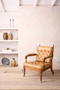 Victorian mahogany and leather spindle back library chair