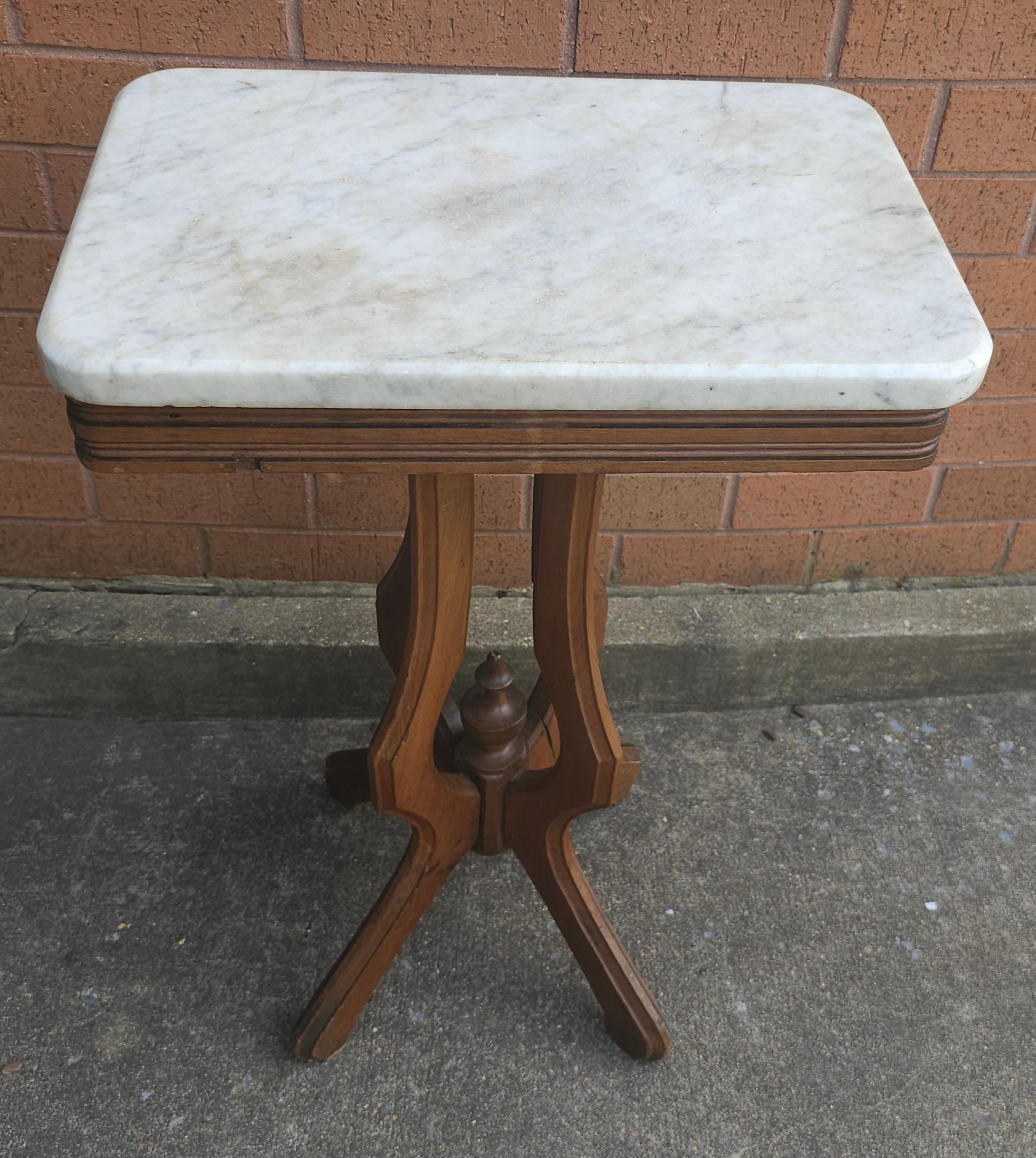 Edwardian Victorian Mahogany and Marble Top Side Table For Sale