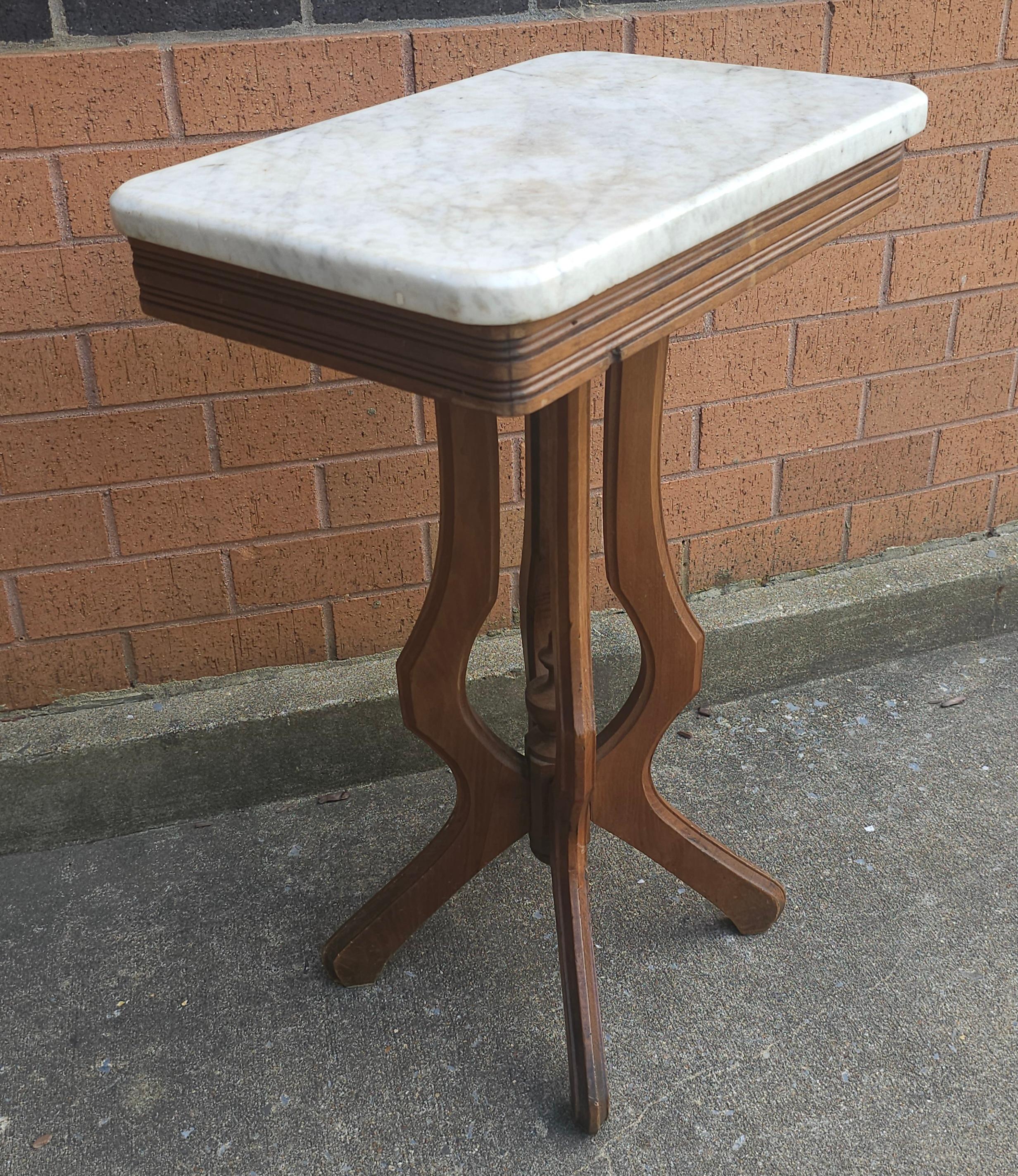 American Victorian Mahogany and Marble Top Side Table For Sale