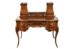 Victorian Mahogany and Marquetry Writing Desk by Edward Roberts