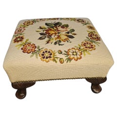 Victorian Mahogany and Needlepoint Upholstered Footstool