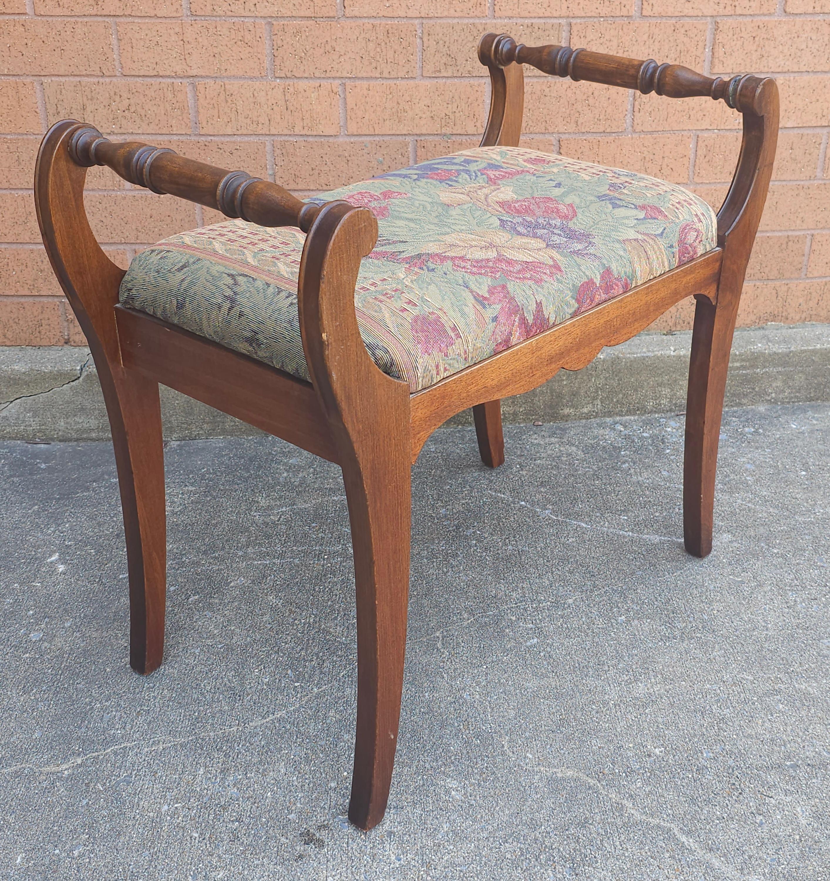 Other Victorian Mahogany and Tapestry Upholstered Bench For Sale
