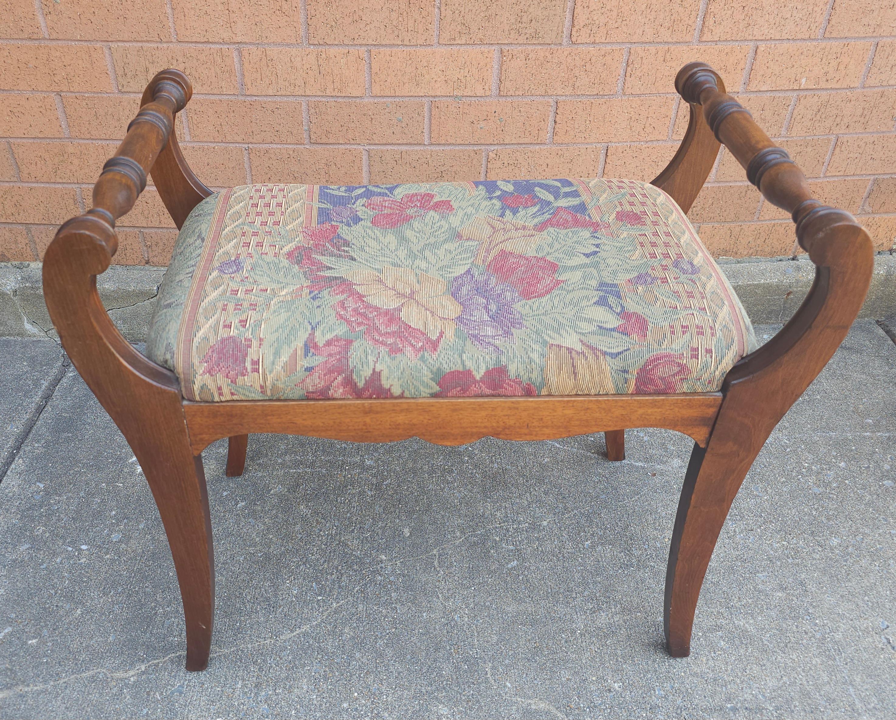 Victorian Mahogany and Tapestry Upholstered Bench For Sale 1