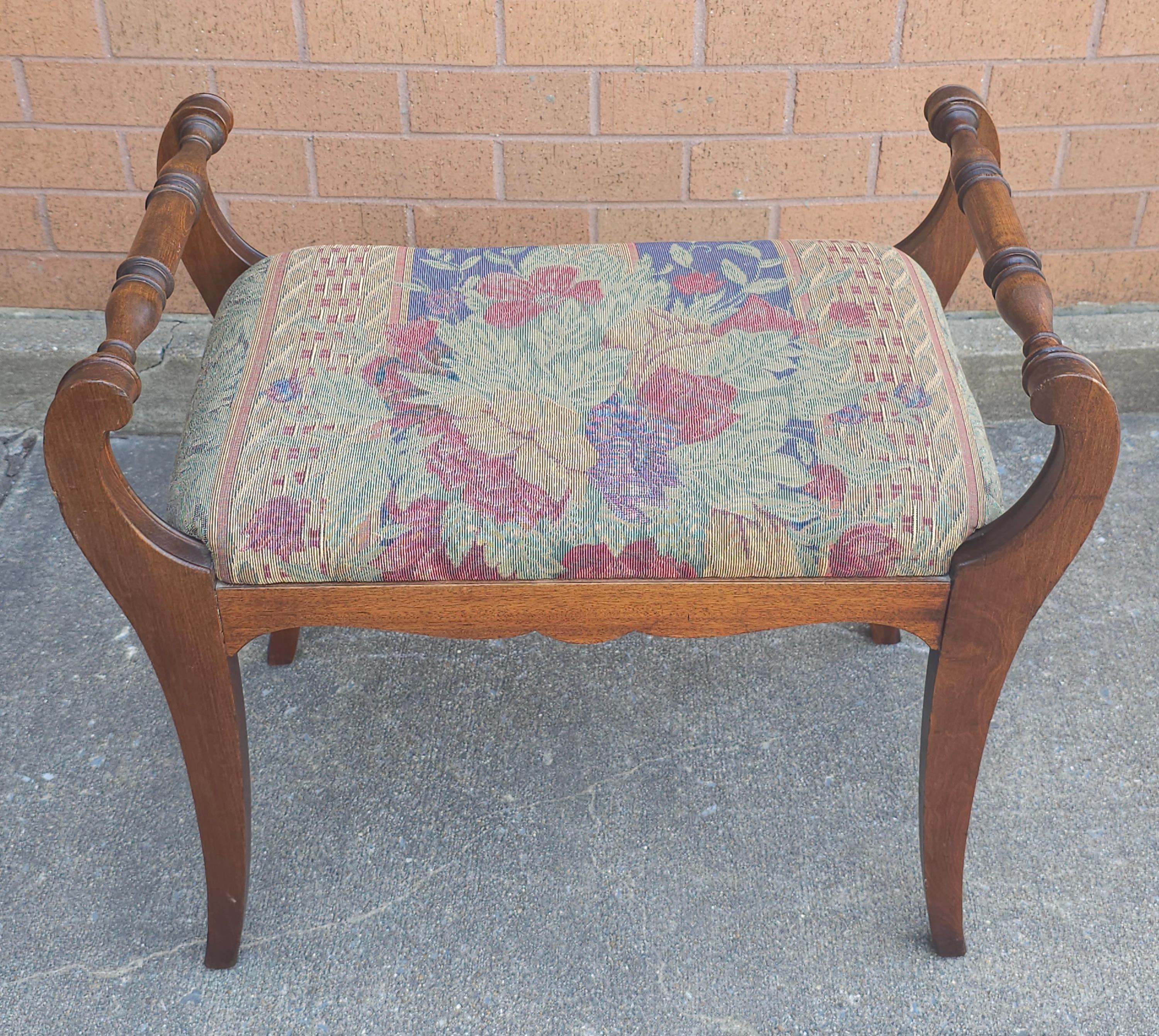 Victorian Mahogany and Tapestry Upholstered Bench For Sale 3