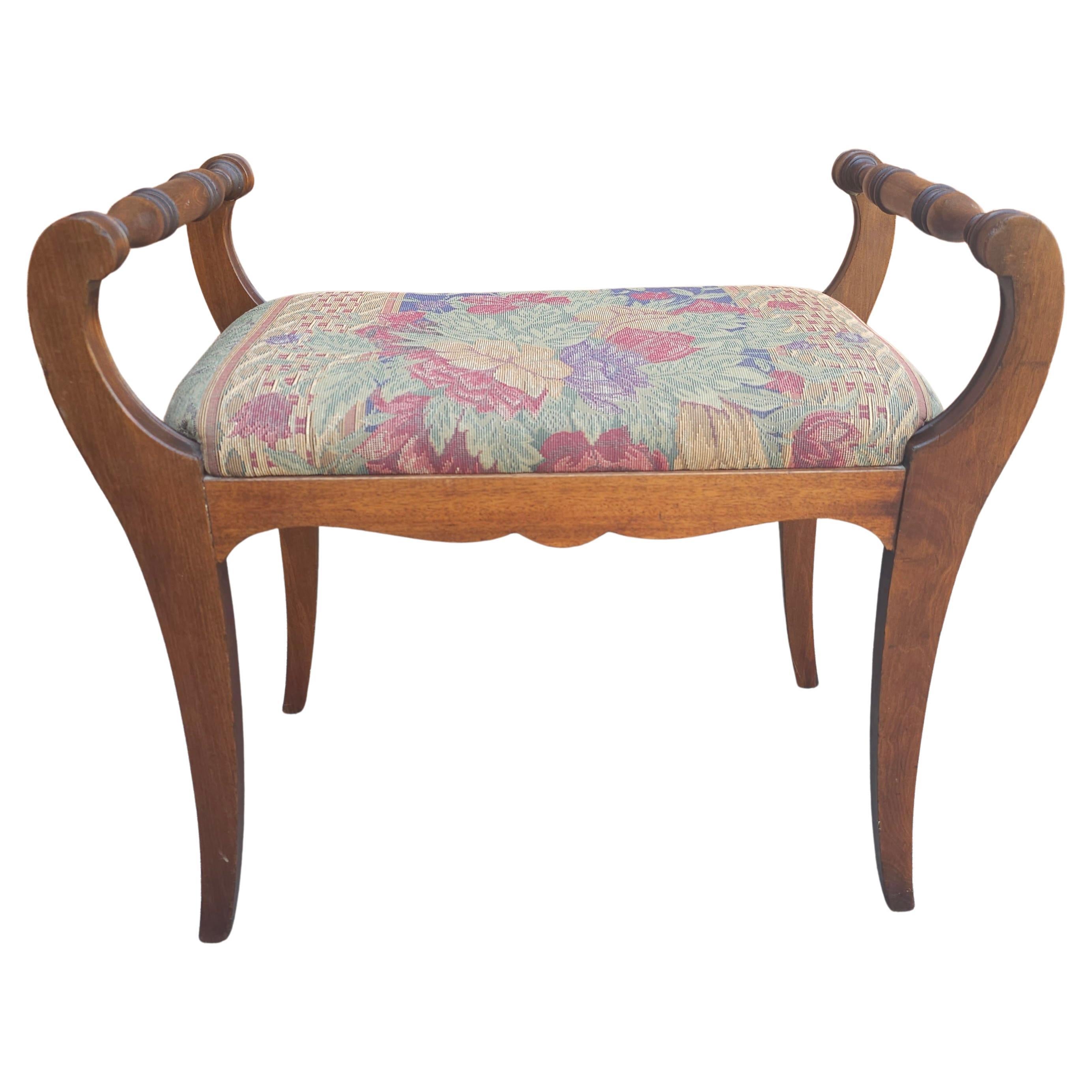 Victorian Mahogany and Tapestry Upholstered Bench