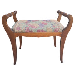 Vintage Victorian Mahogany and Tapestry Upholstered Bench