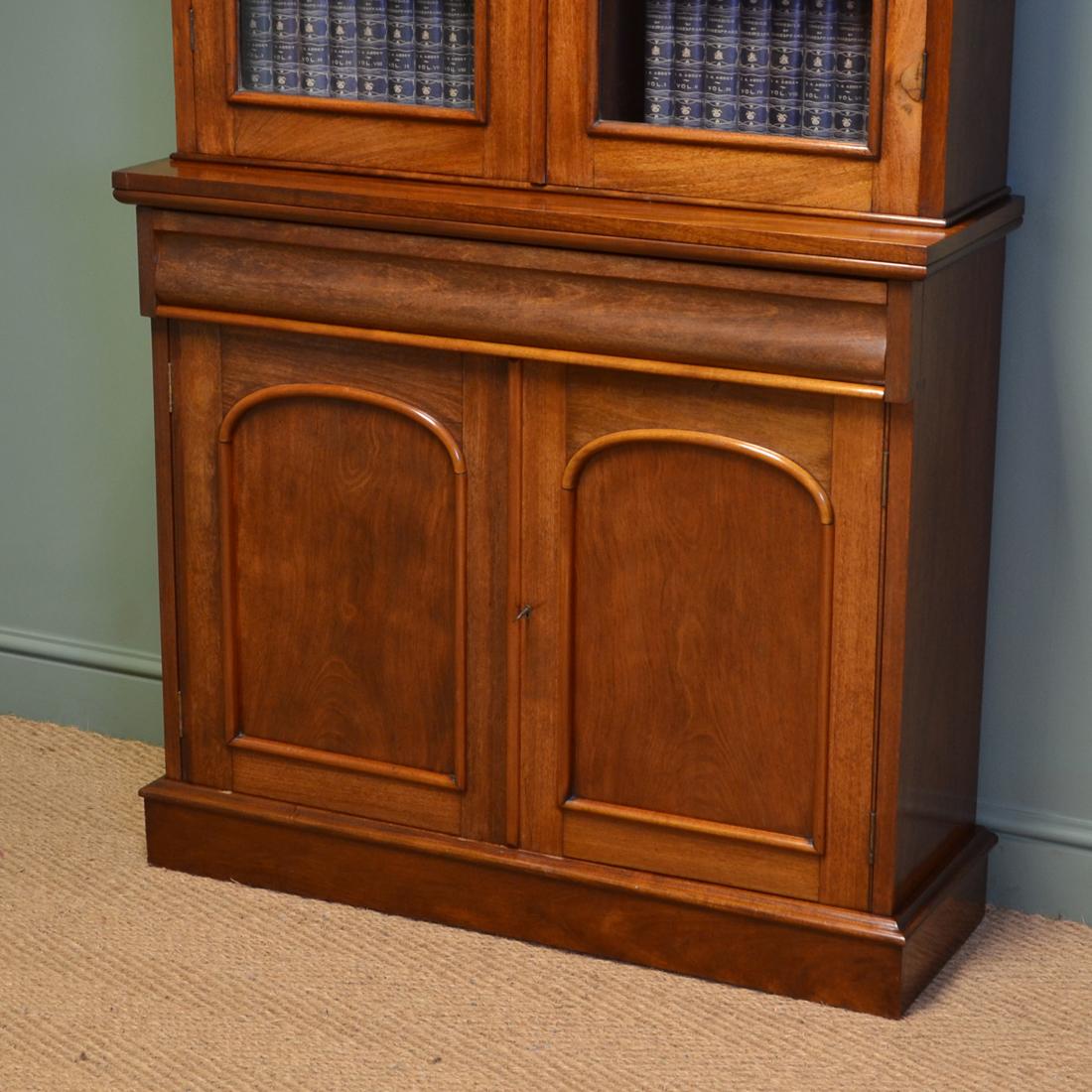 19th Century Victorian Mahogany Antique Glazed Bookcase on Cupboard