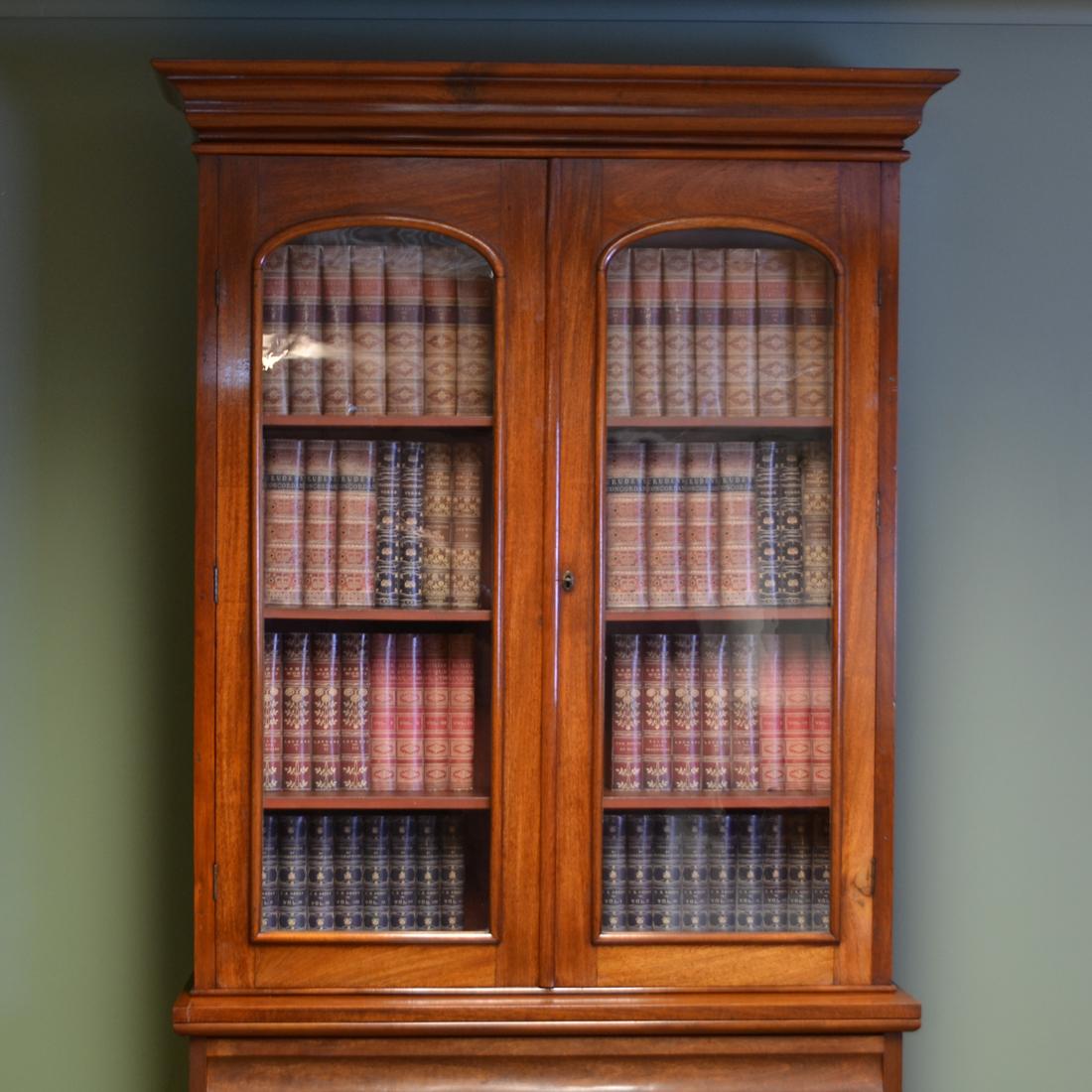 Victorian Mahogany Antique Glazed Bookcase on Cupboard 2