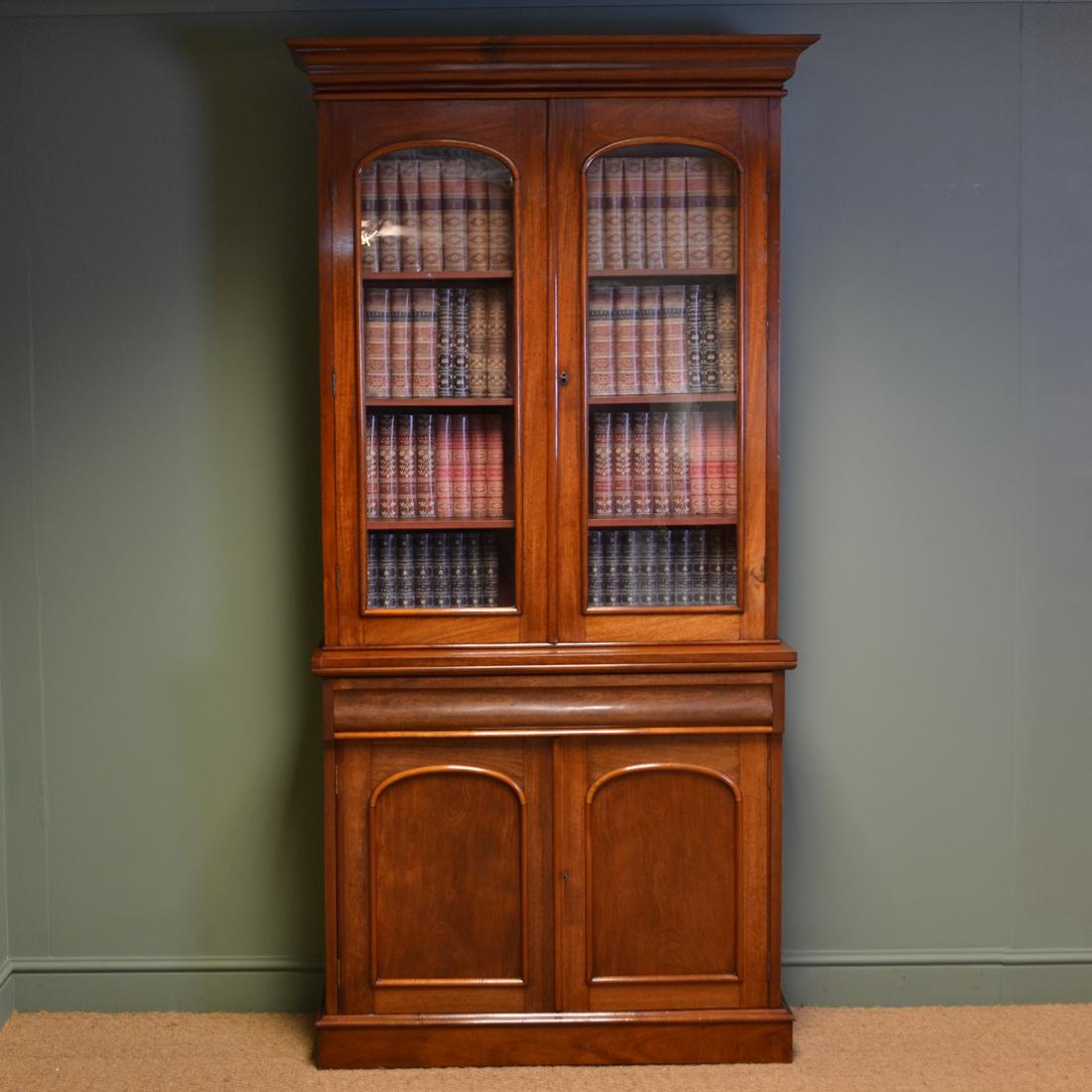 Victorian Mahogany Antique Glazed Bookcase on Cupboard 4