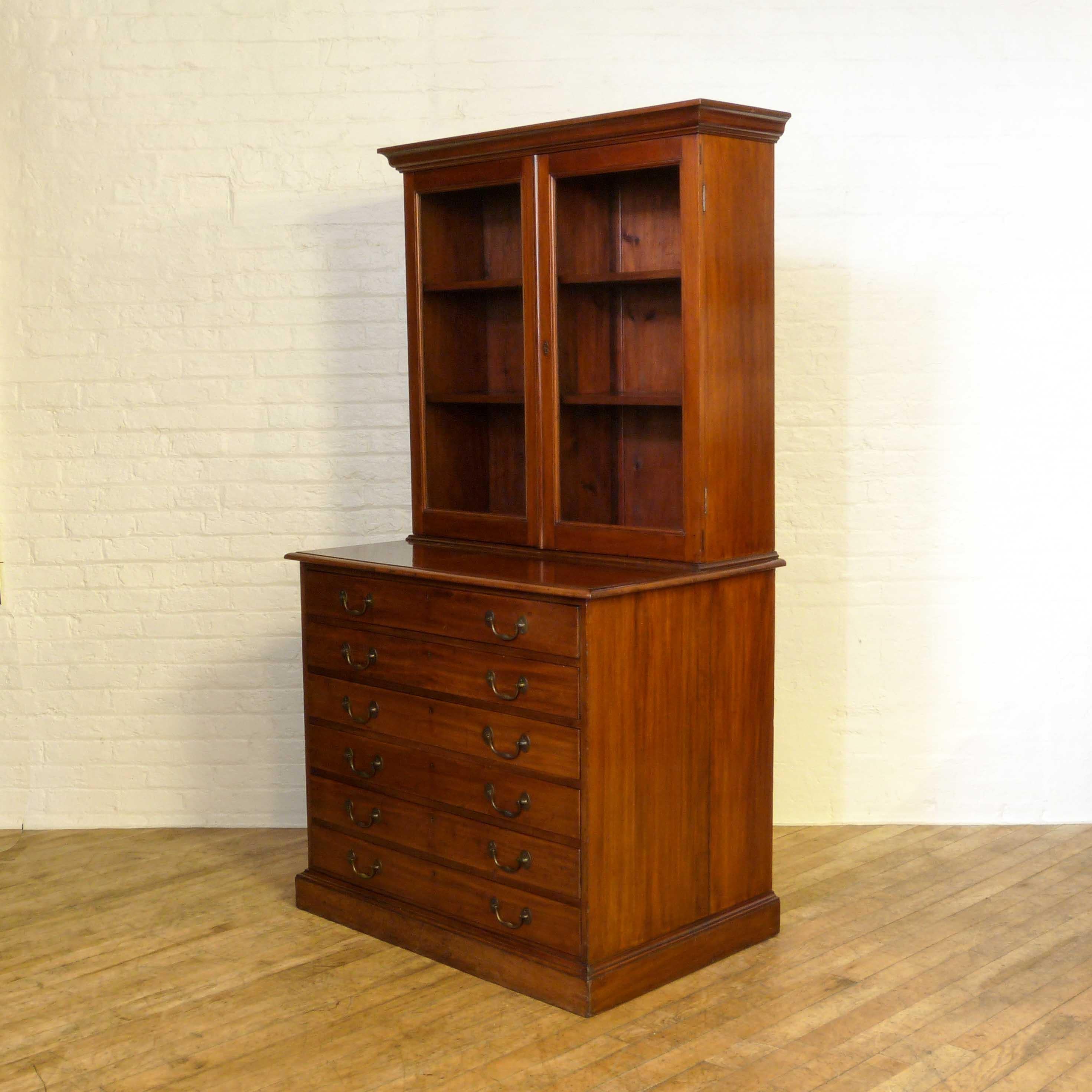 Polished Victorian Mahogany Architects Bookcase For Sale