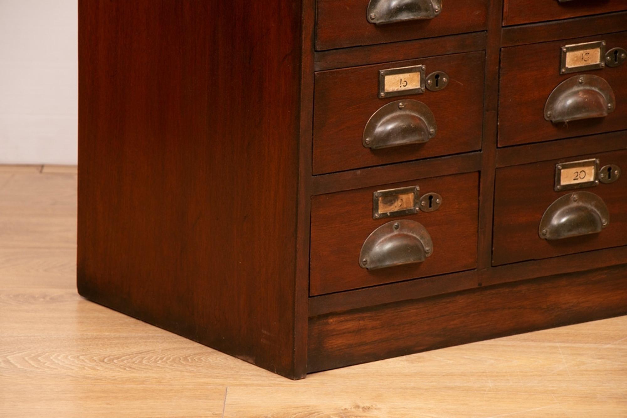 European Victorian Mahogany Bank of Drawers