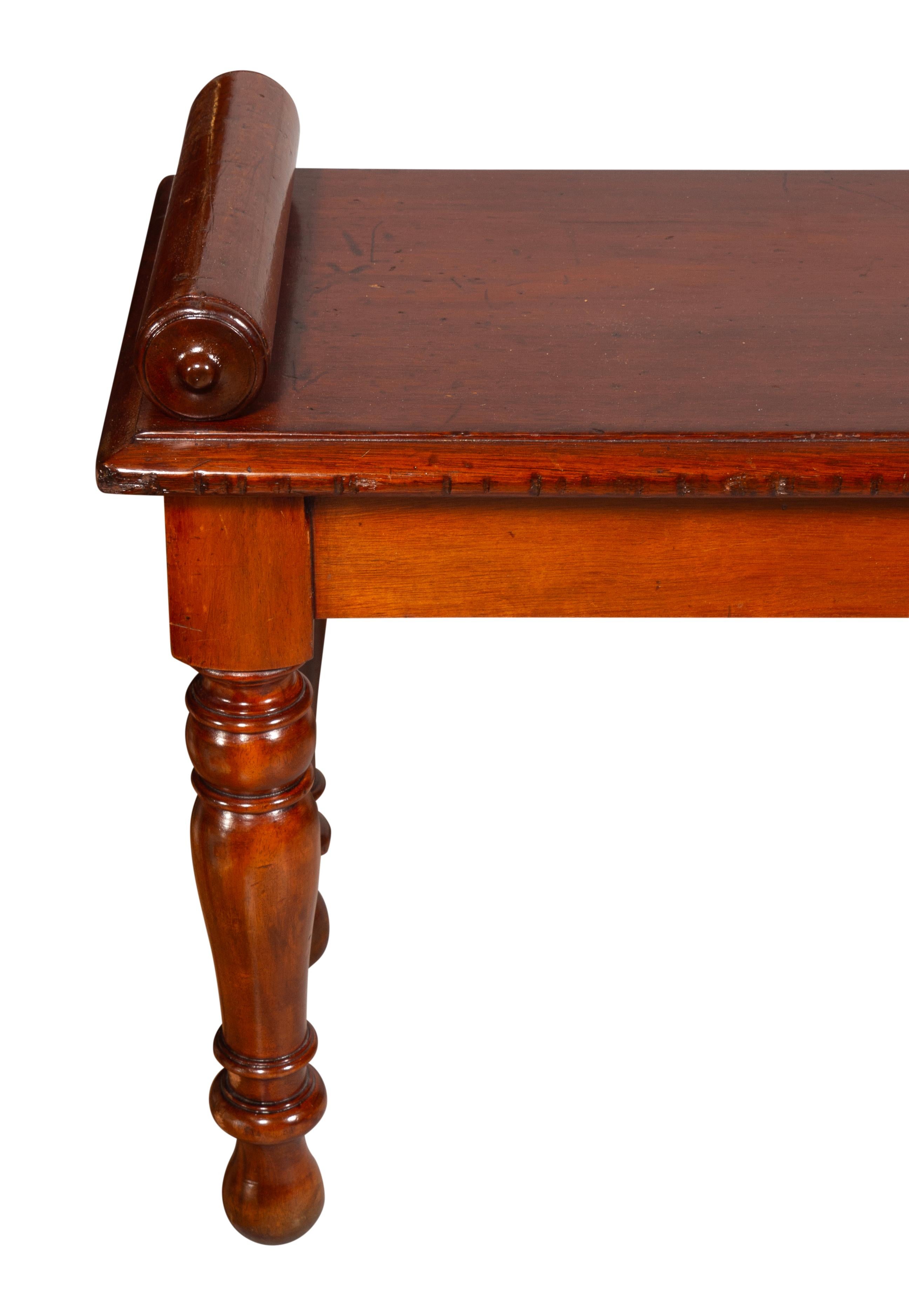 Late Victorian Victorian Mahogany Bench Attributed To Shoolbred For Sale