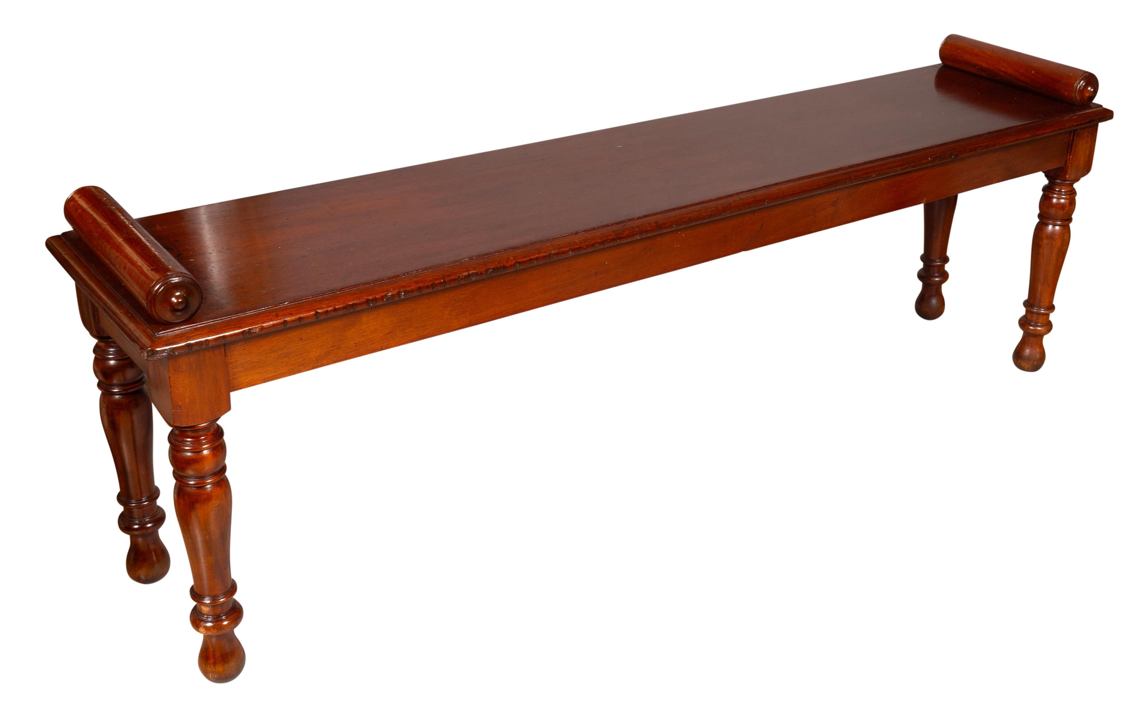 English Victorian Mahogany Bench Attributed To Shoolbred For Sale