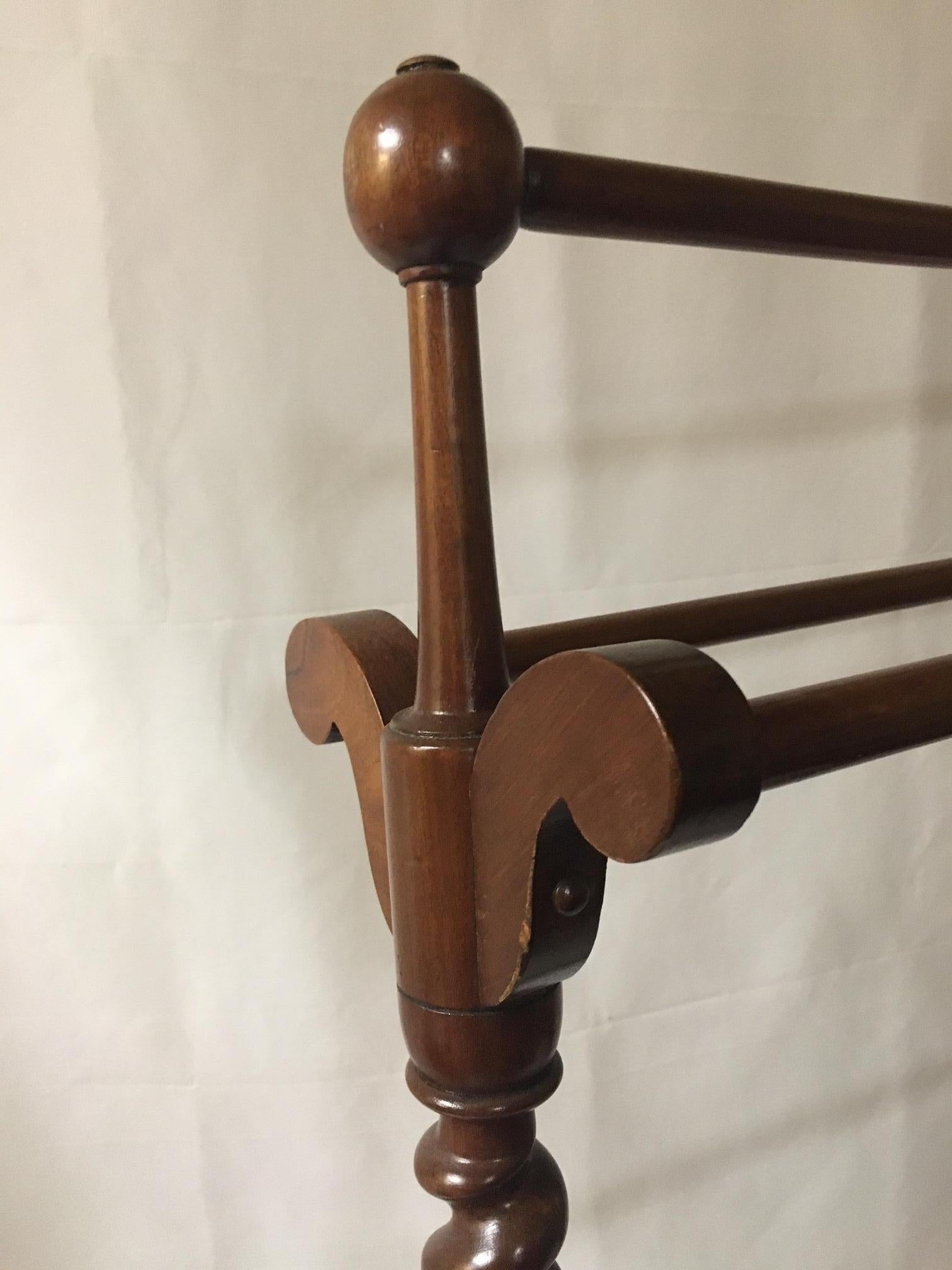 High Victorian Victorian Mahogany Blanket or Towel Stand with Barley Twist Spindels For Sale