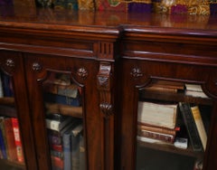 Victorian Mahogany Bookcase Breakfront Four Door Cabinet 1880