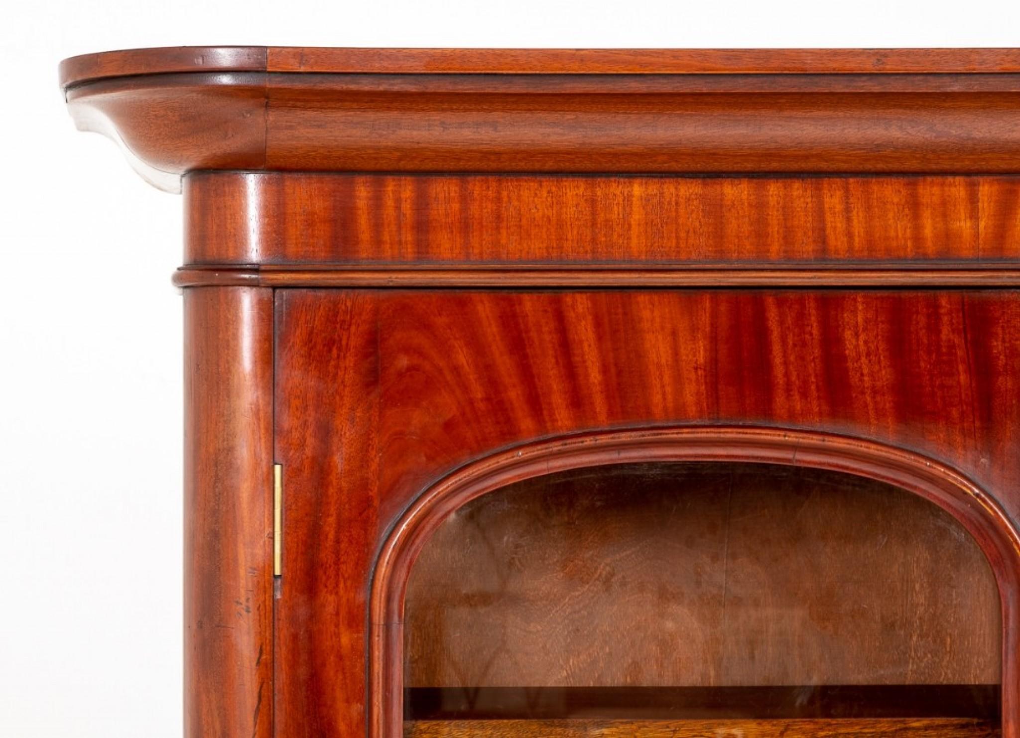 Victorian Mahogany Bookcase Glazed Cabinet Antique For Sale 2