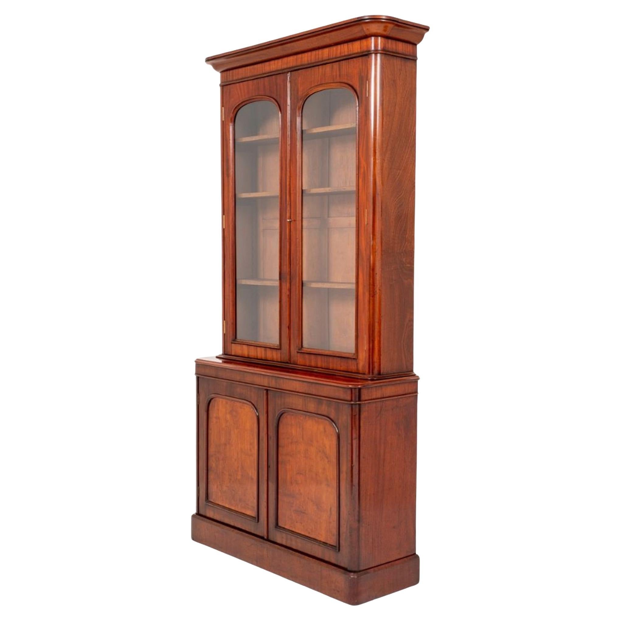 Victorian Mahogany Bookcase Glazed Cabinet Antique