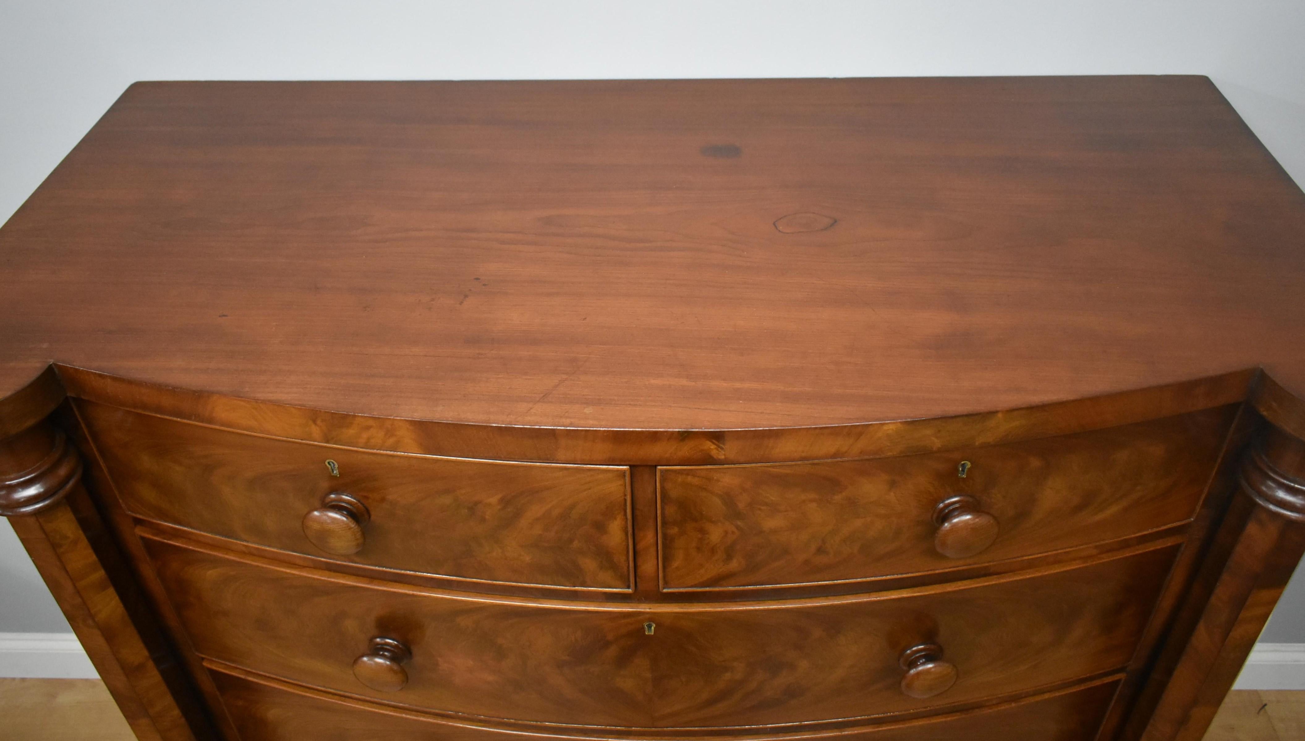 Victorian Mahogany Bow Front Chest Drawers 4