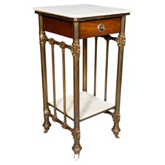 Victorian Mahogany, Brass And Marble Table