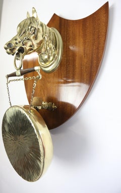 Victorian Mahogany & Brass Horse head Wall Mounted Gong