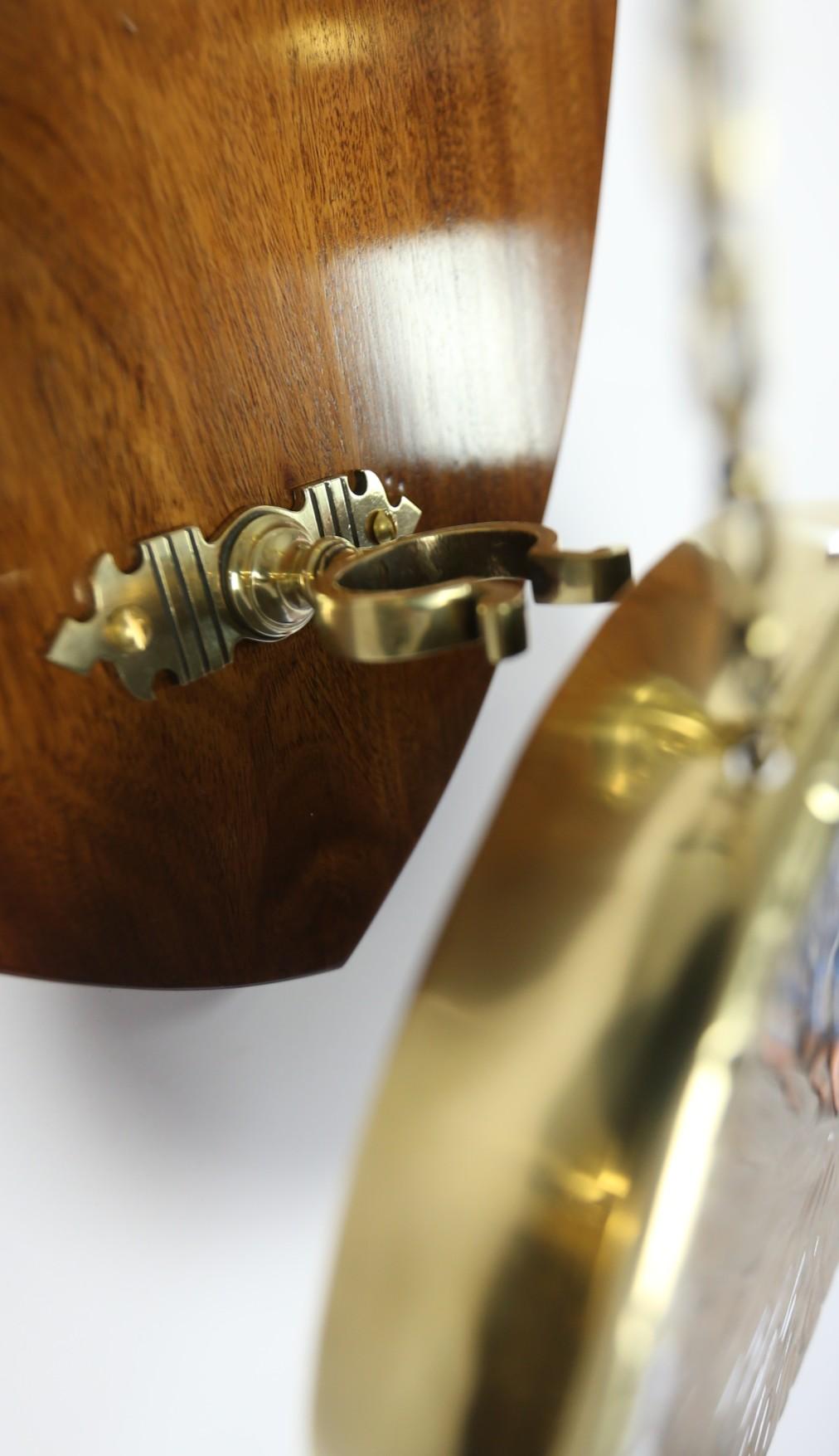 Victorian Mahogany & Brass Horse head Wall Mounted Gong In Good Condition For Sale In Dereham, GB